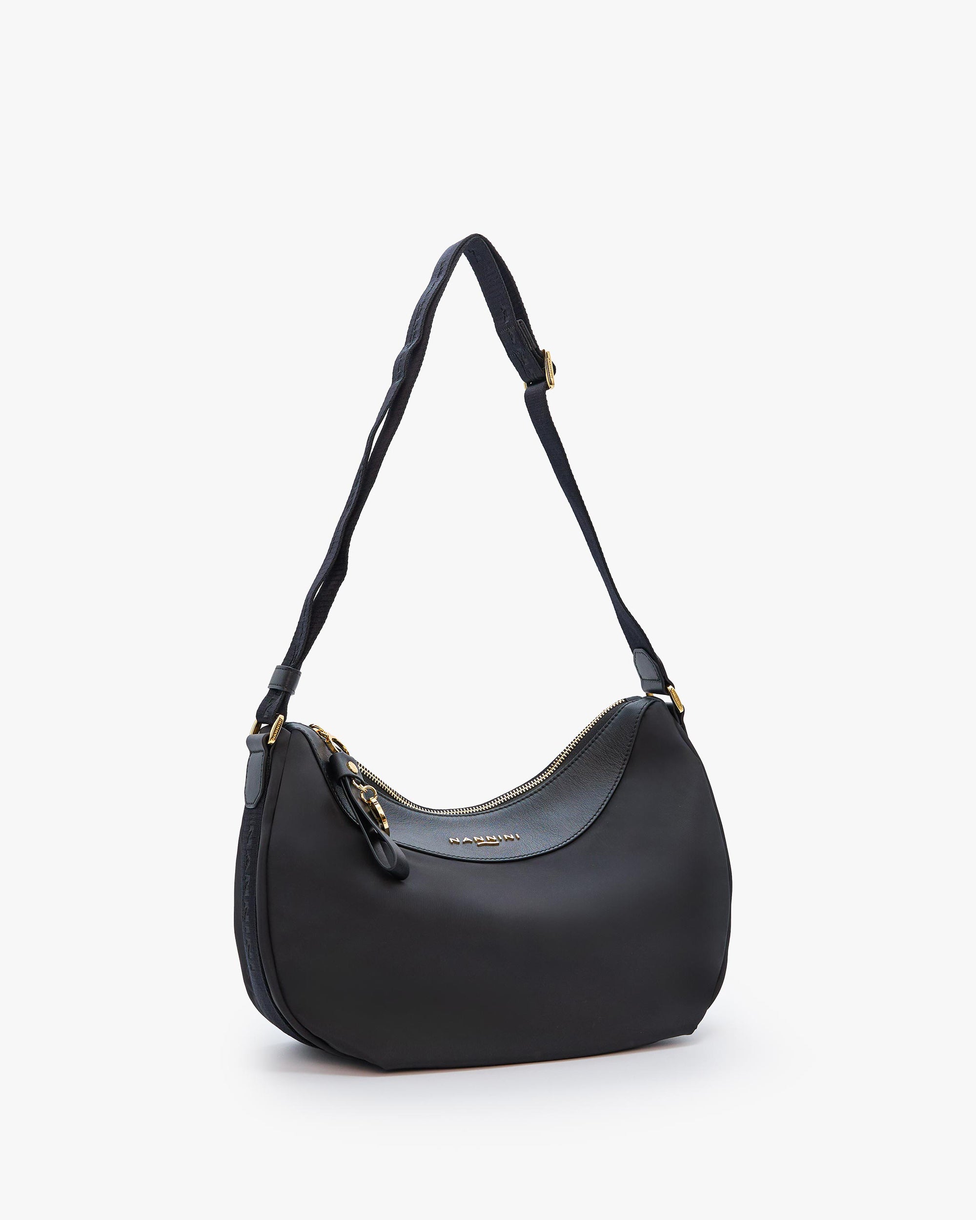 NANNINI borsa spalla donna pelle nero manico tracolla