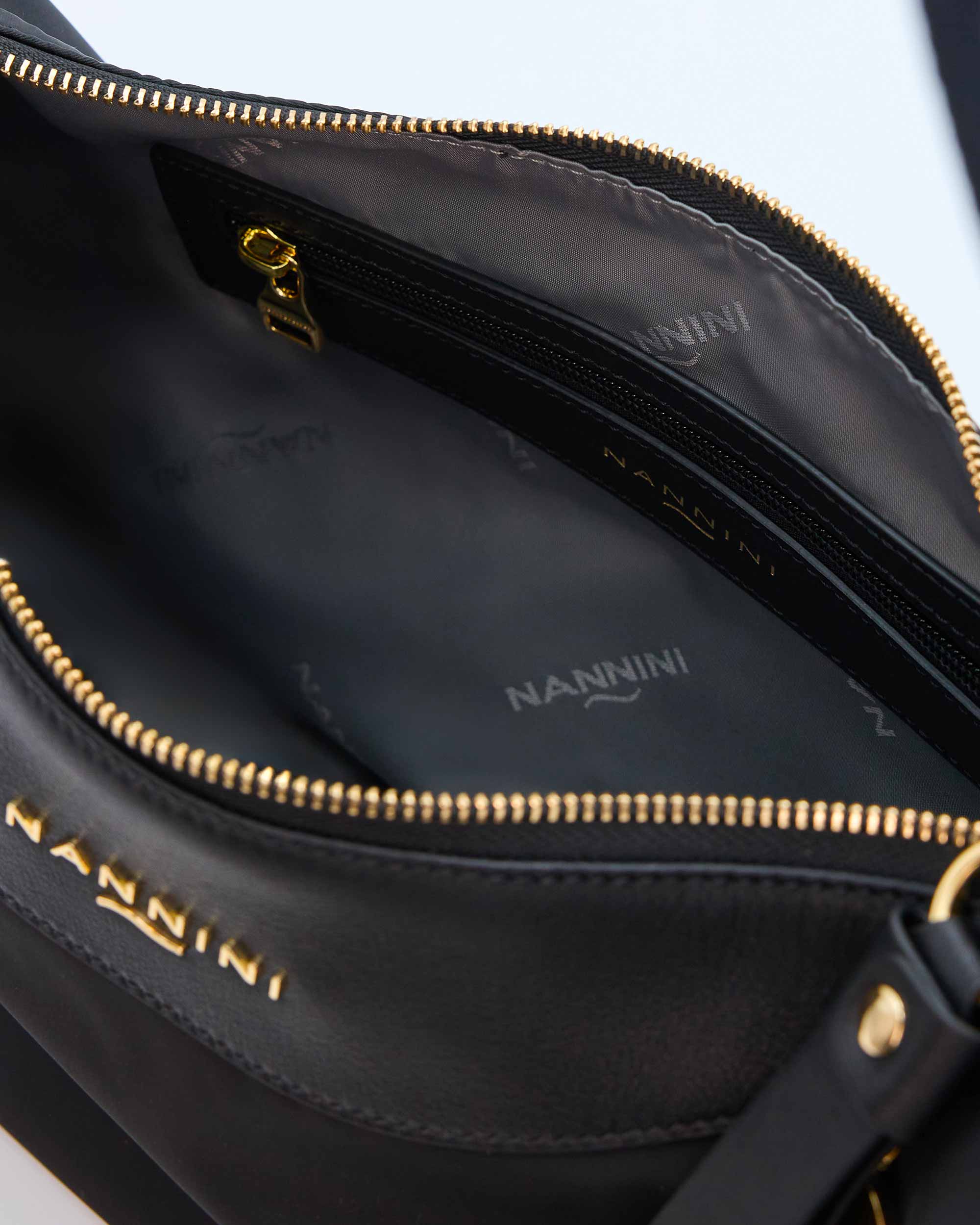 NANNINI borsa secchiello pelle marrone chiaro con tracolla regolabile