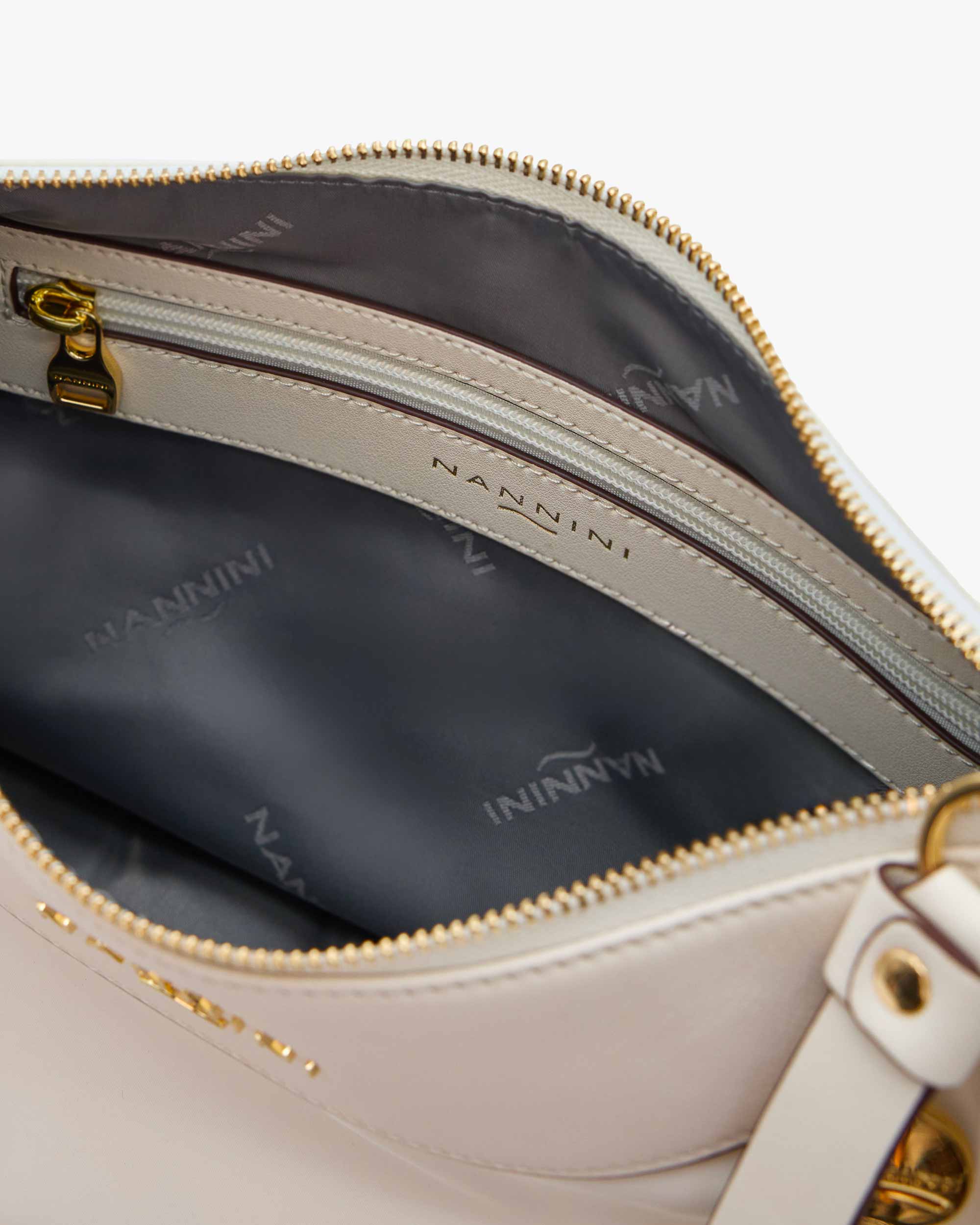 NANNINI borsa spalla donna pelle liscia cuoio marrone