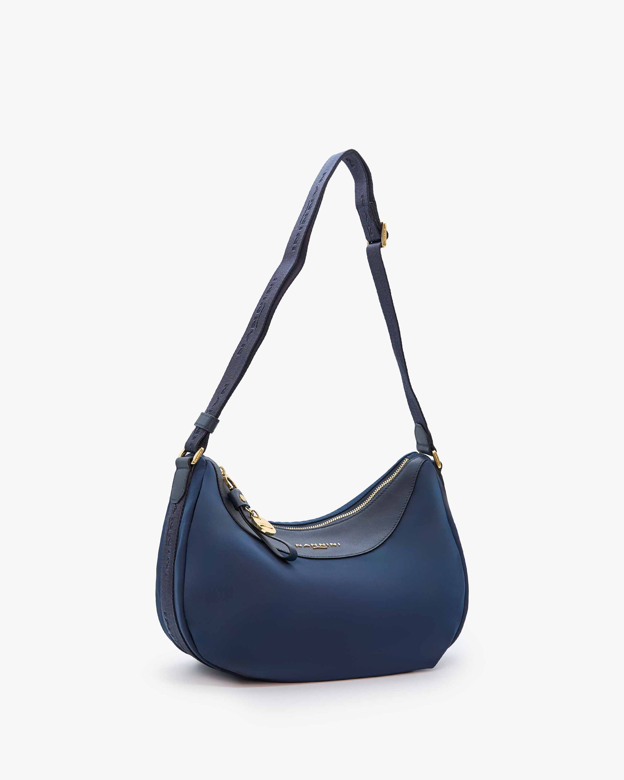 NANNINI borsa spalla donna pelle martellata marrone chiusura patta