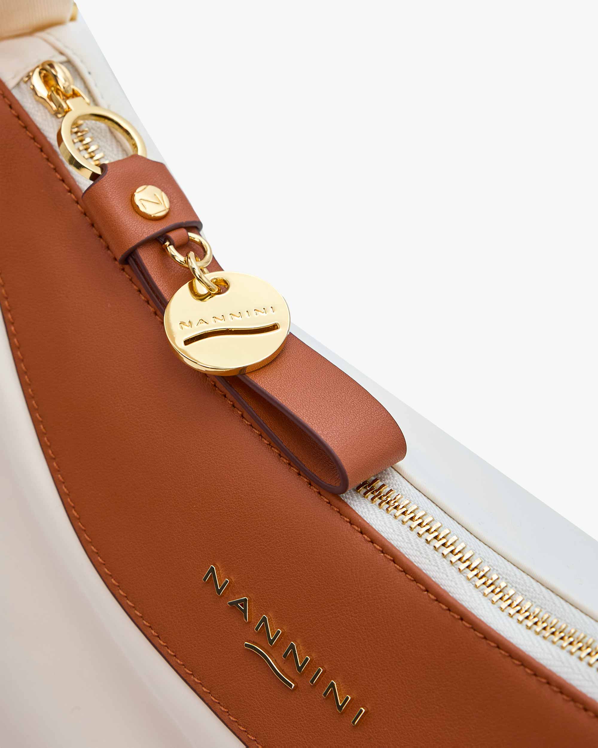 NANNINI borsa spalla donna pelle liscia cuoio marrone