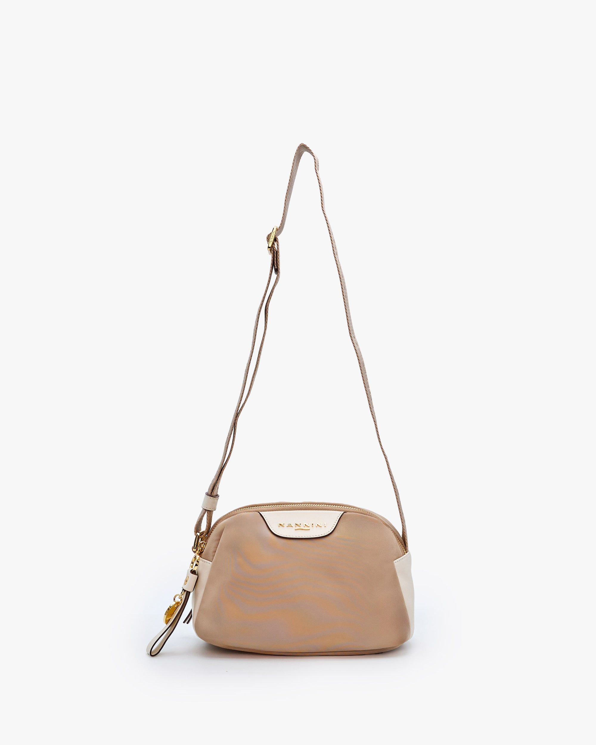 NANNINI borsa pelle liscia blu rigida manici tracolla