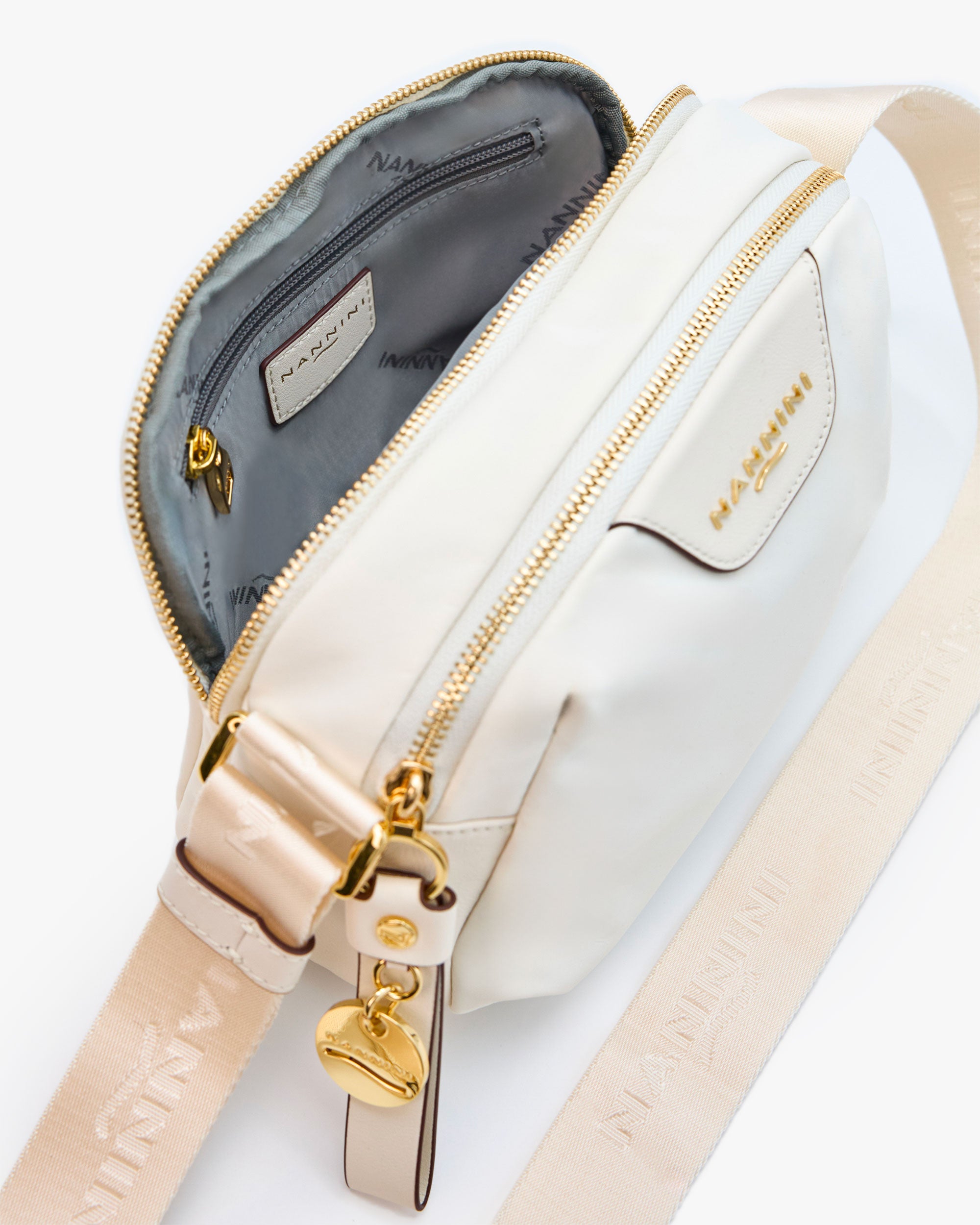 NANNINI borsa spalla donna pelle martellata marrone chiusura magnetica