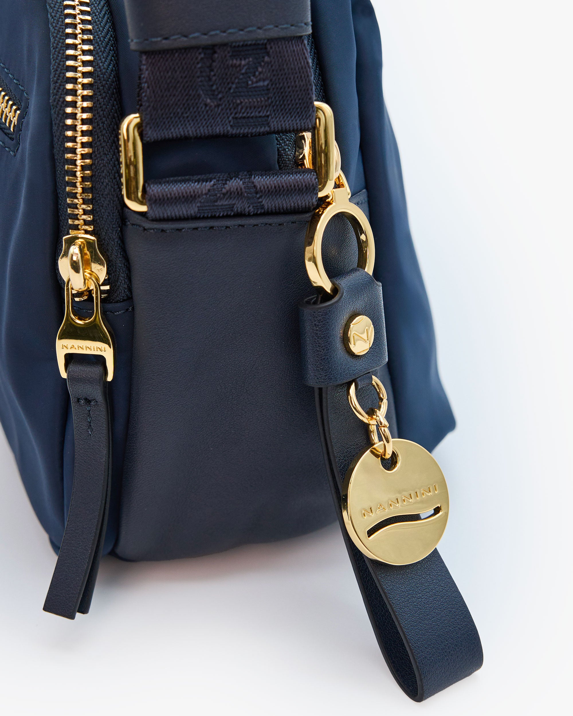 NANNINI borsa spalla donna pelle nero patta fibbia