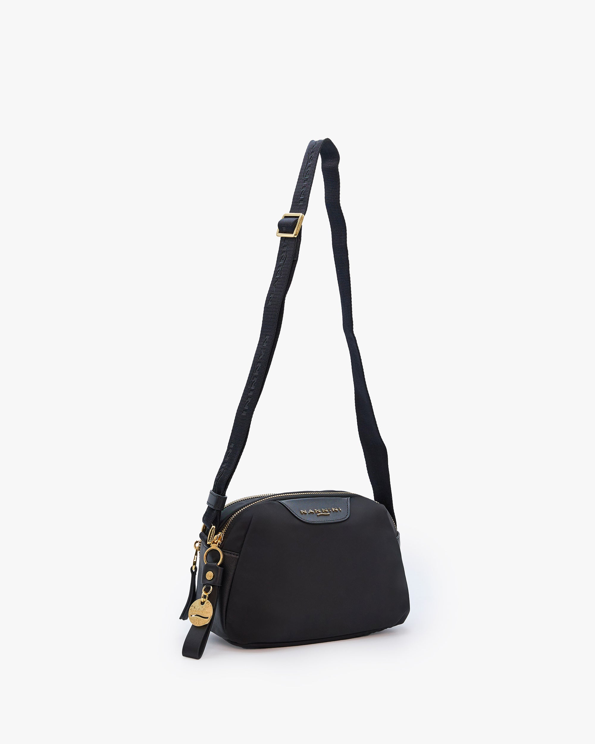 NANNINI borsa secchiello pelle marrone chiusura metallo frontale casual