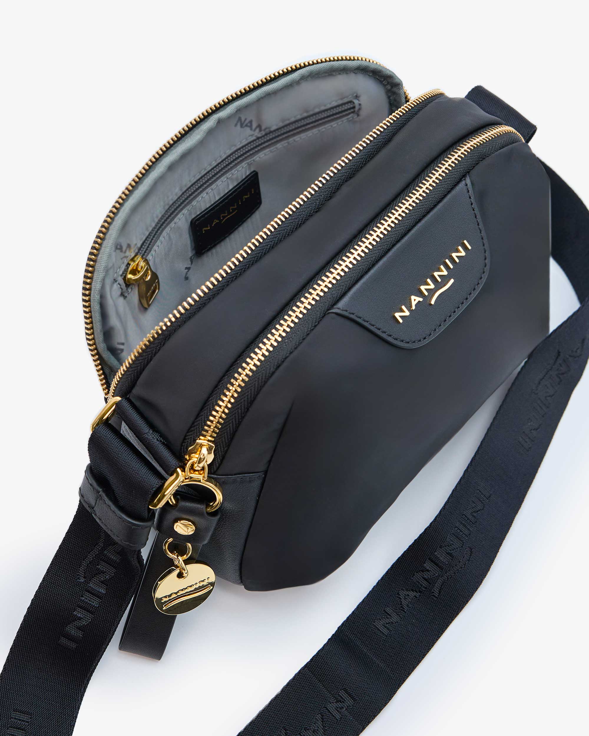 NANNINI borsa pelle liscia tracolla marrone piccola elegante