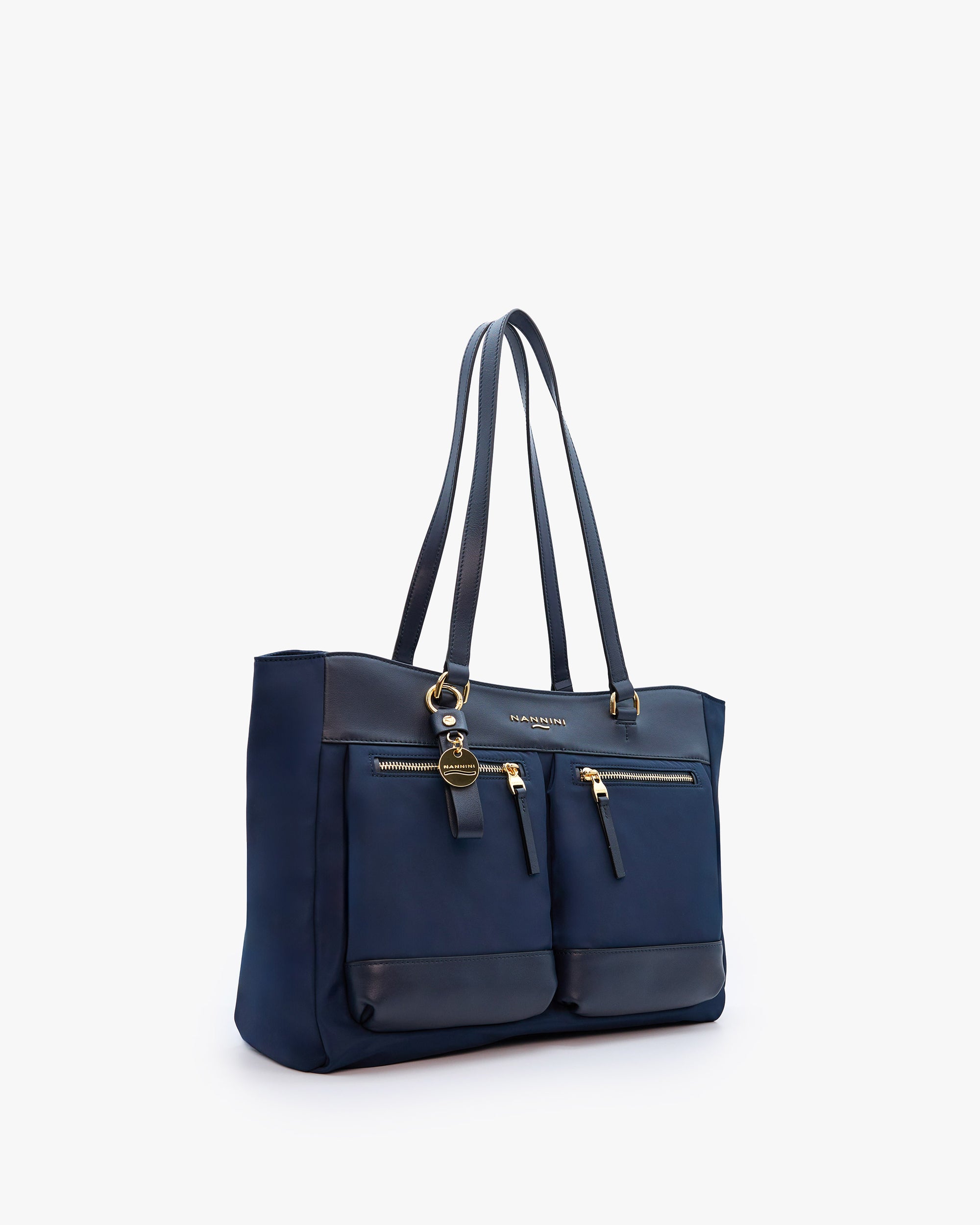 NANNINI borsa spalla donna pelle liscia cuoio manici dorati