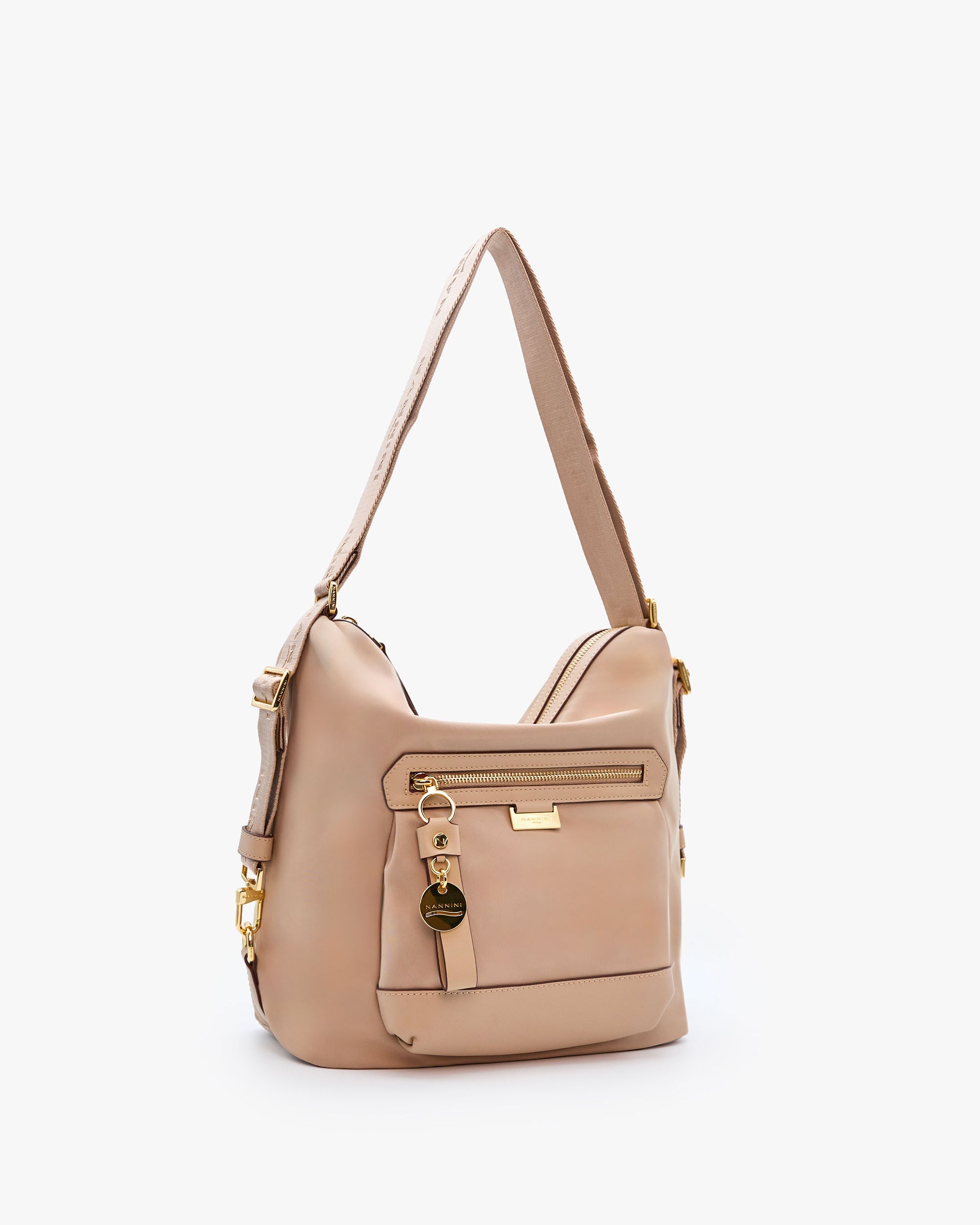 NANNINI borsa spalla donna pelle martellata marrone chiusura patta