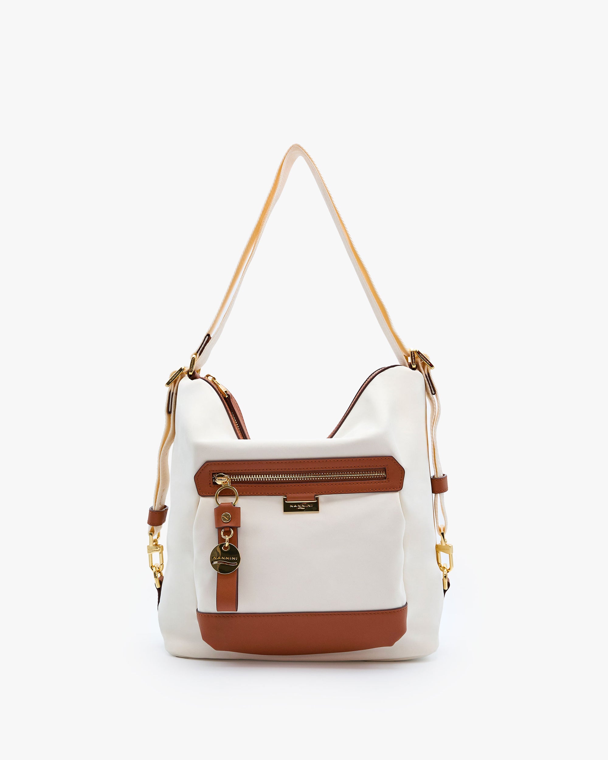 NANNINI borsa spalla donna pelle martellata marrone chiusura patta