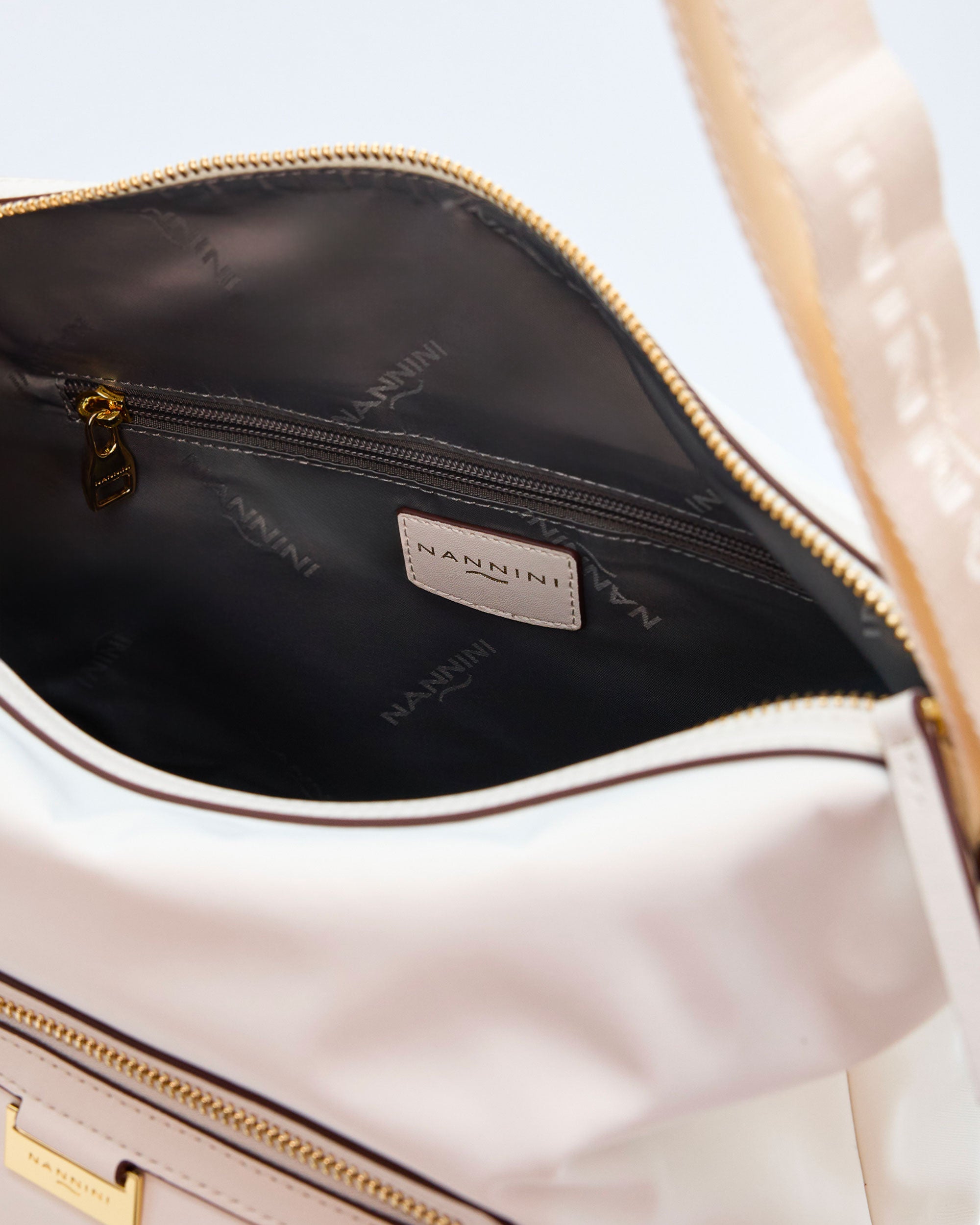 NANNINI borsa spalla donna pelle nero patta fibbia oro