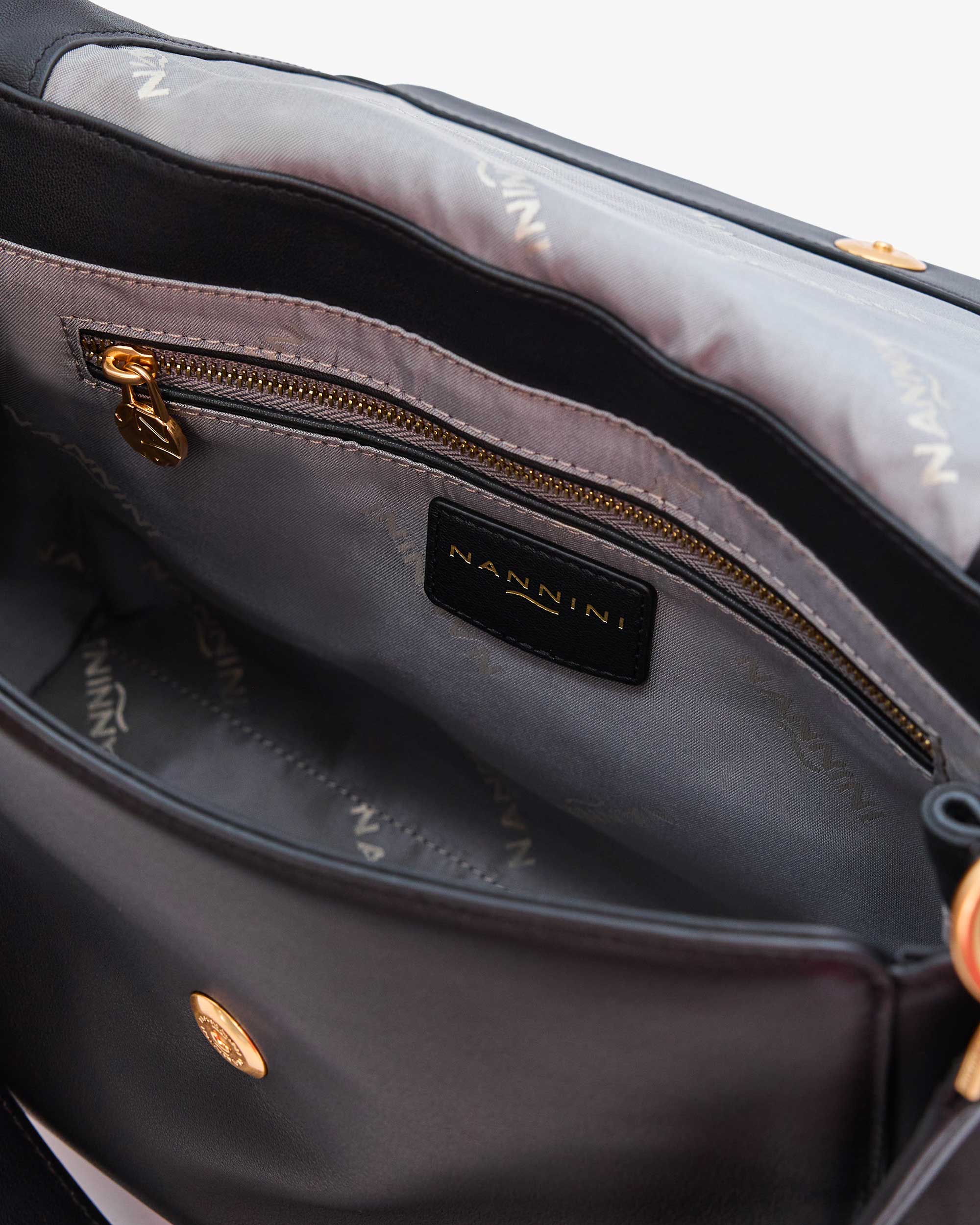 NANNINI borsa spalla donna pelle martellata marrone chiara manici