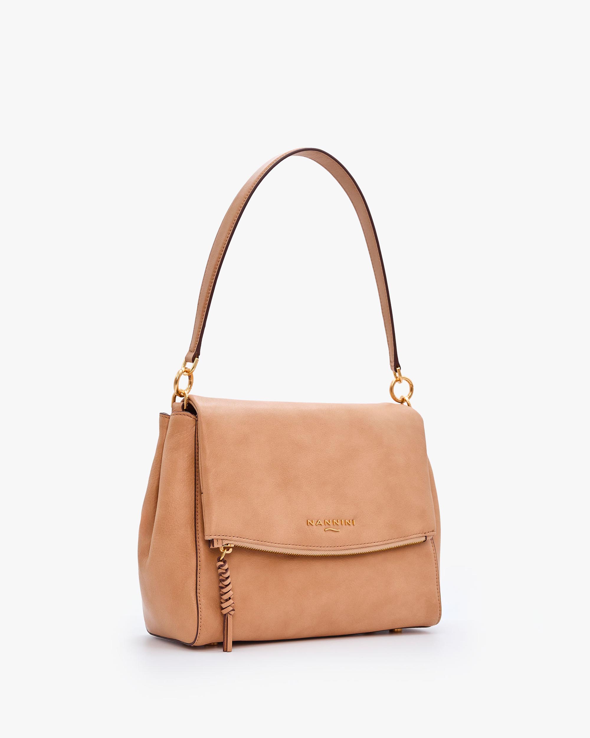 NANNINI borsa secchiello pelle martellata verde scuro donna