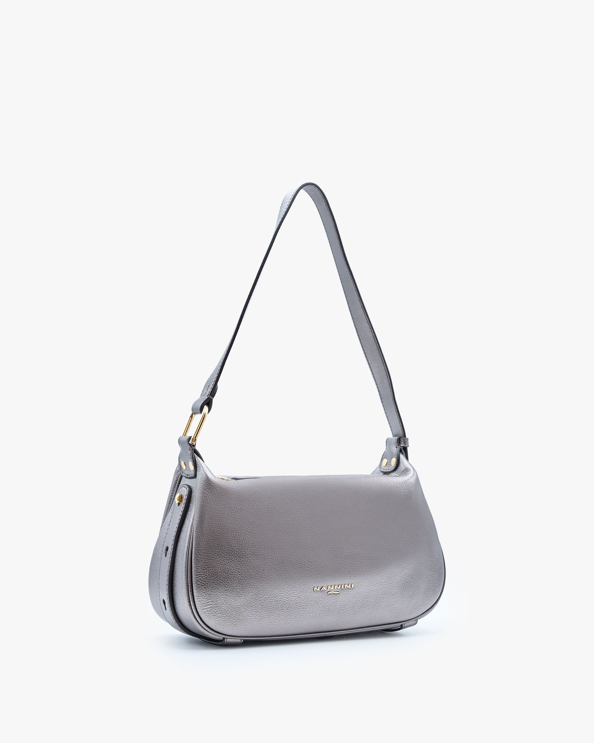 NANNINI borsa secchiello pelle martellata tracolla chiusura coulisse marrone