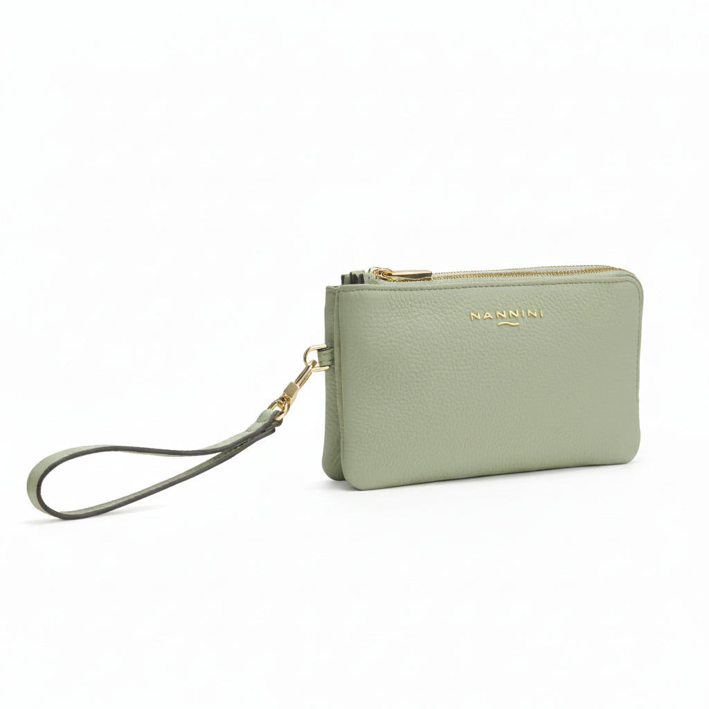 NANNINI bauletto donna pelle sintetica verde salvia manici lunga