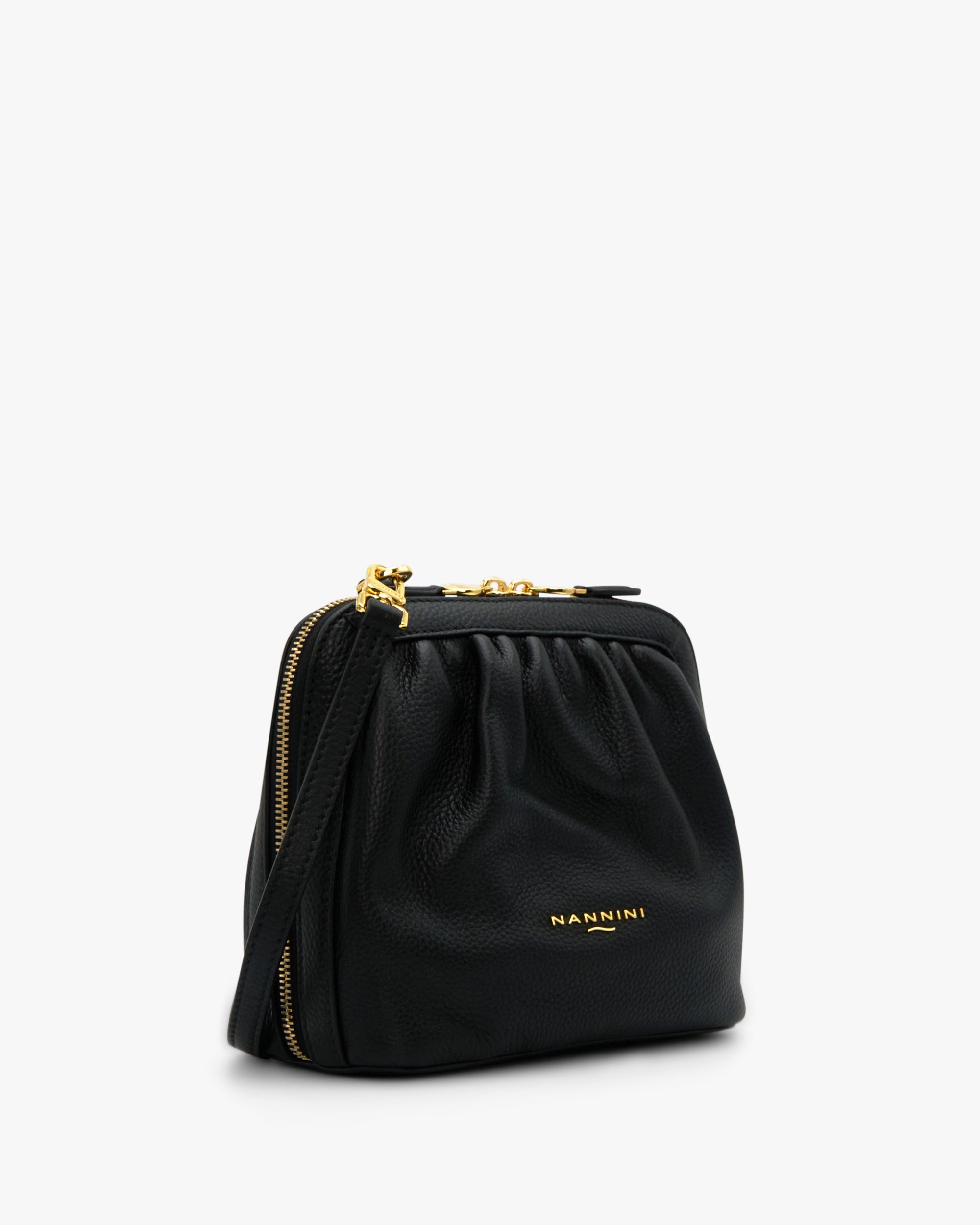 NANNINI tracolla semirigida pelle marrone manico catena