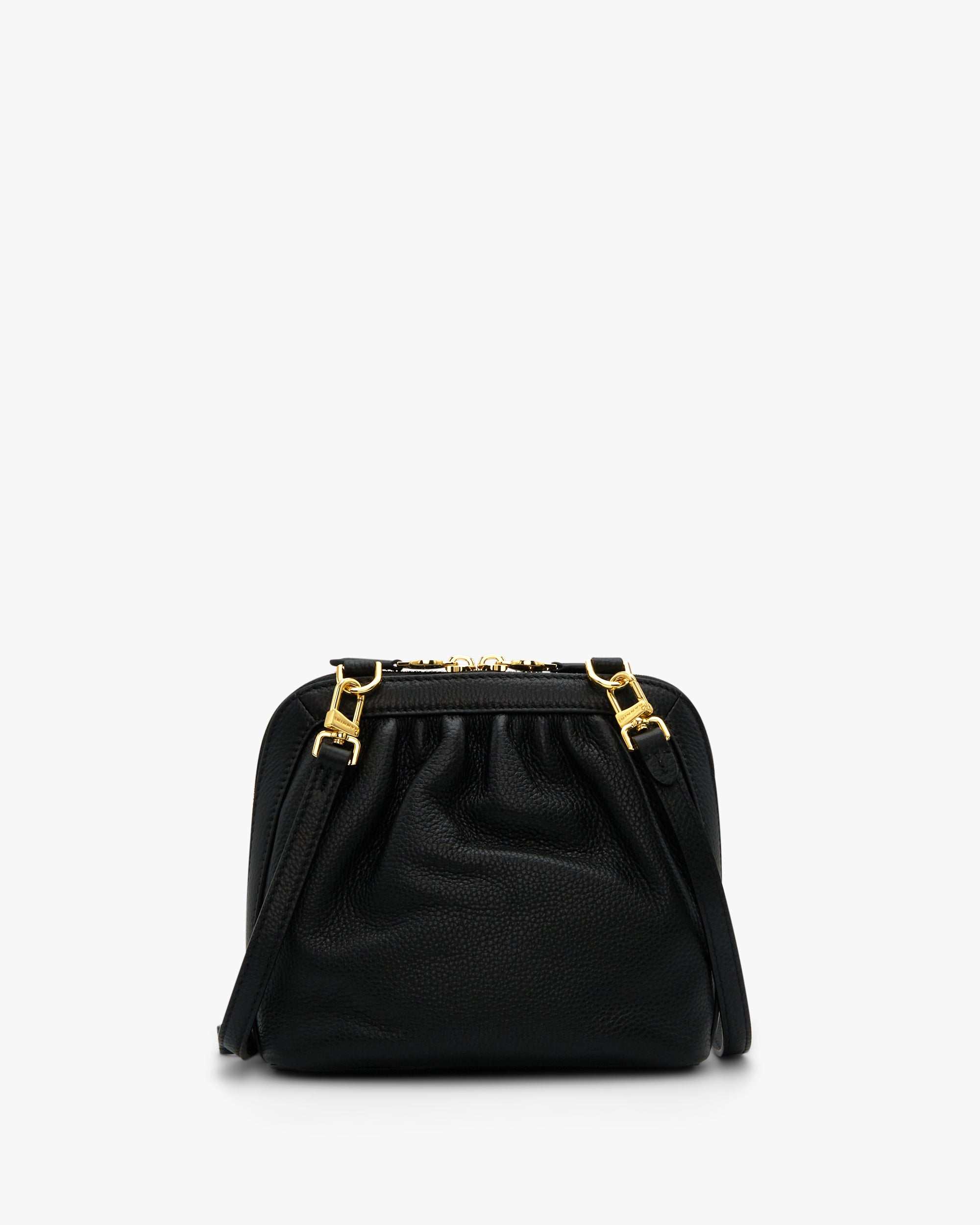 NANNINI tracolla pelle martellata nera chiusura metallo oro