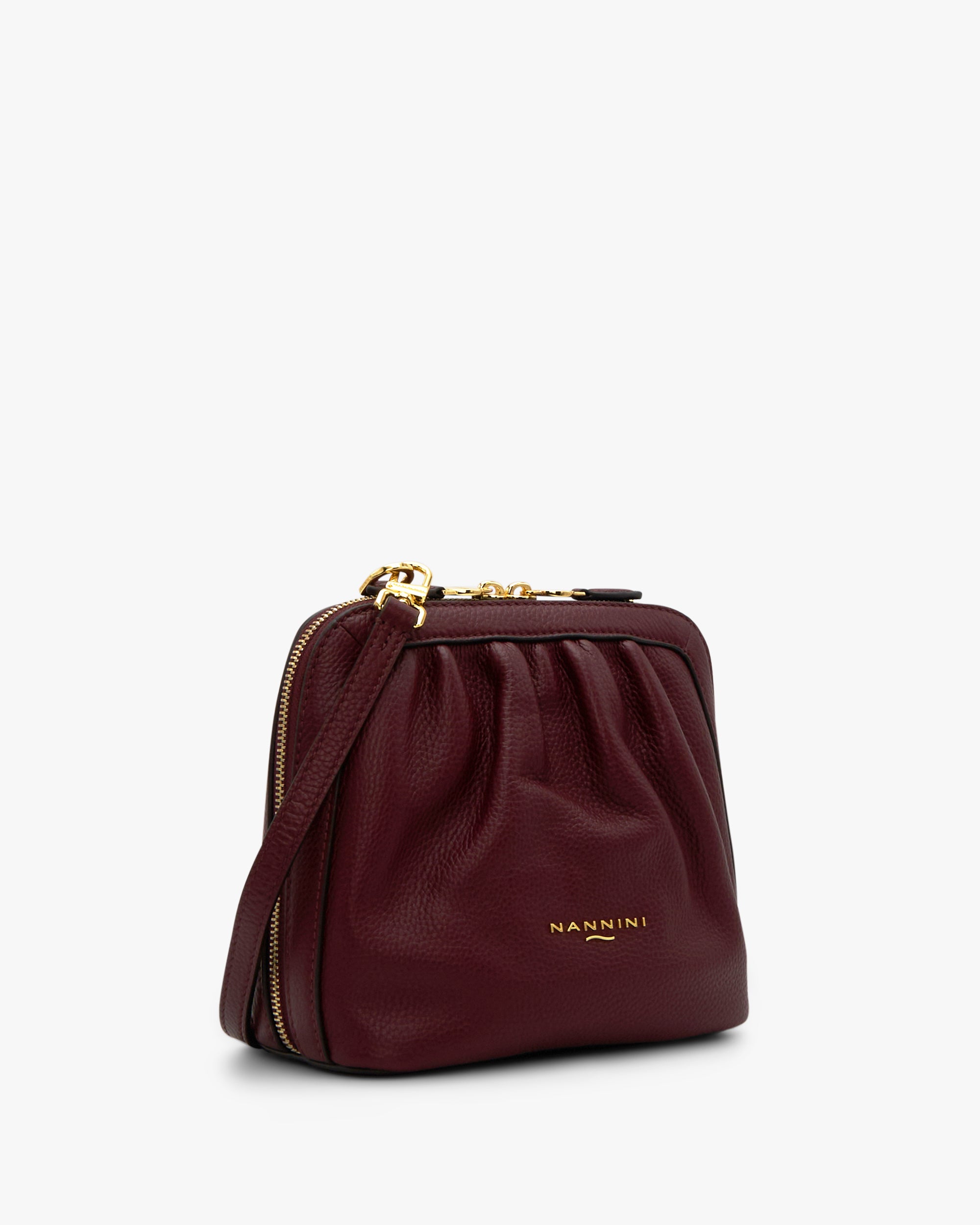 NANNINI borsa spalla donna pelle martellata blu scuro