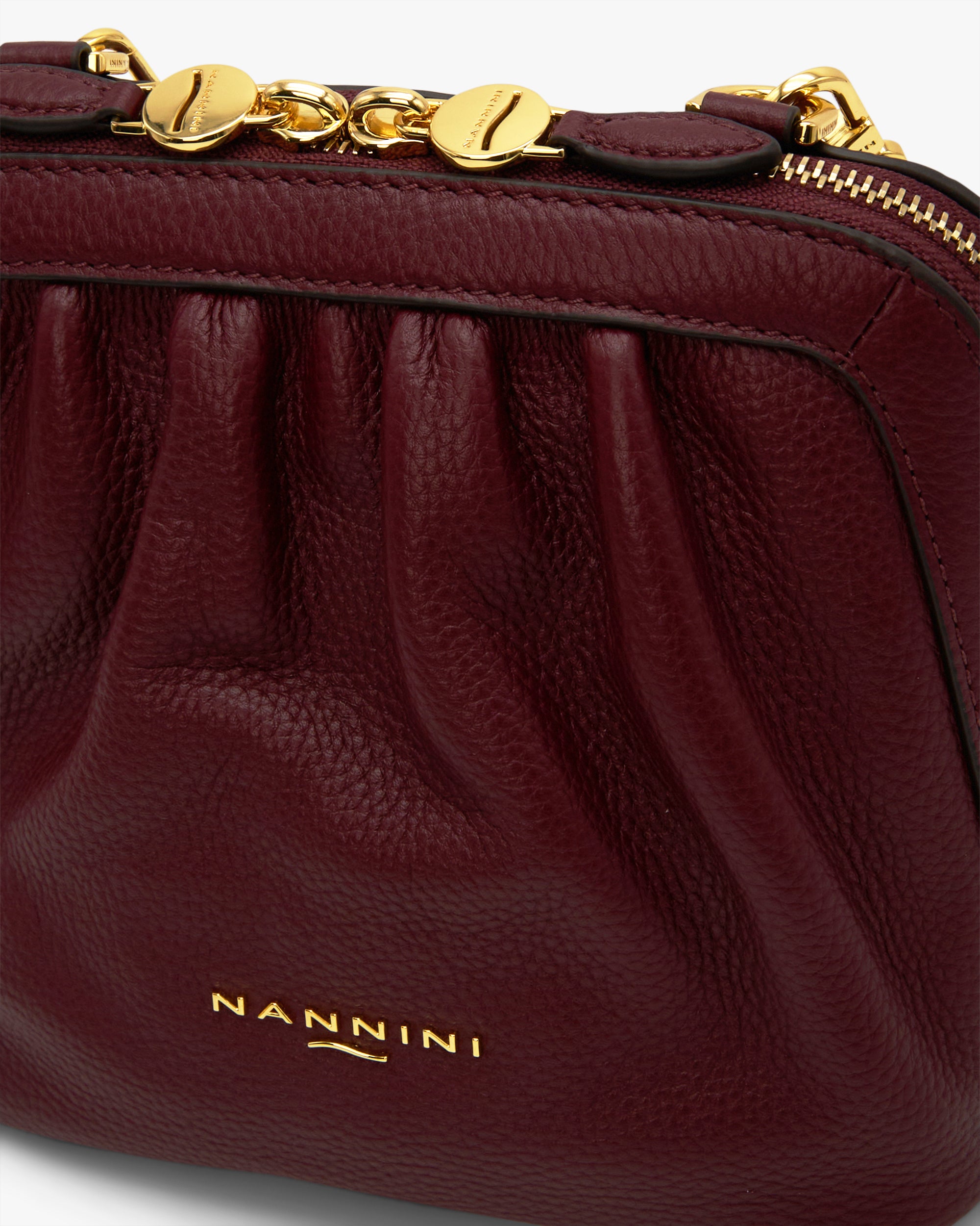 NANNINI borsa pelle trapuntata nera tracolla catena oro