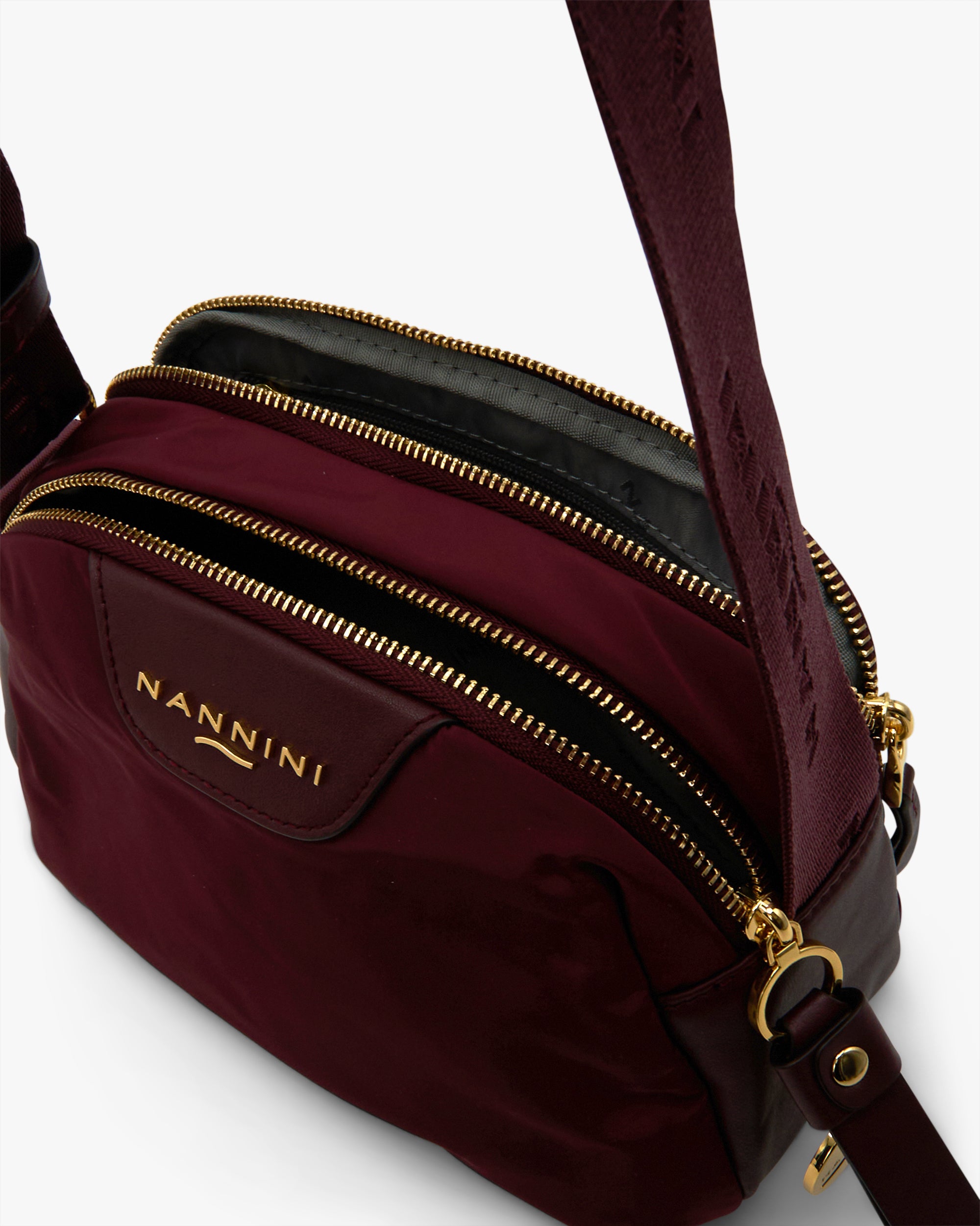 NANNINI borsa spalla donna pelle martellata bordeaux