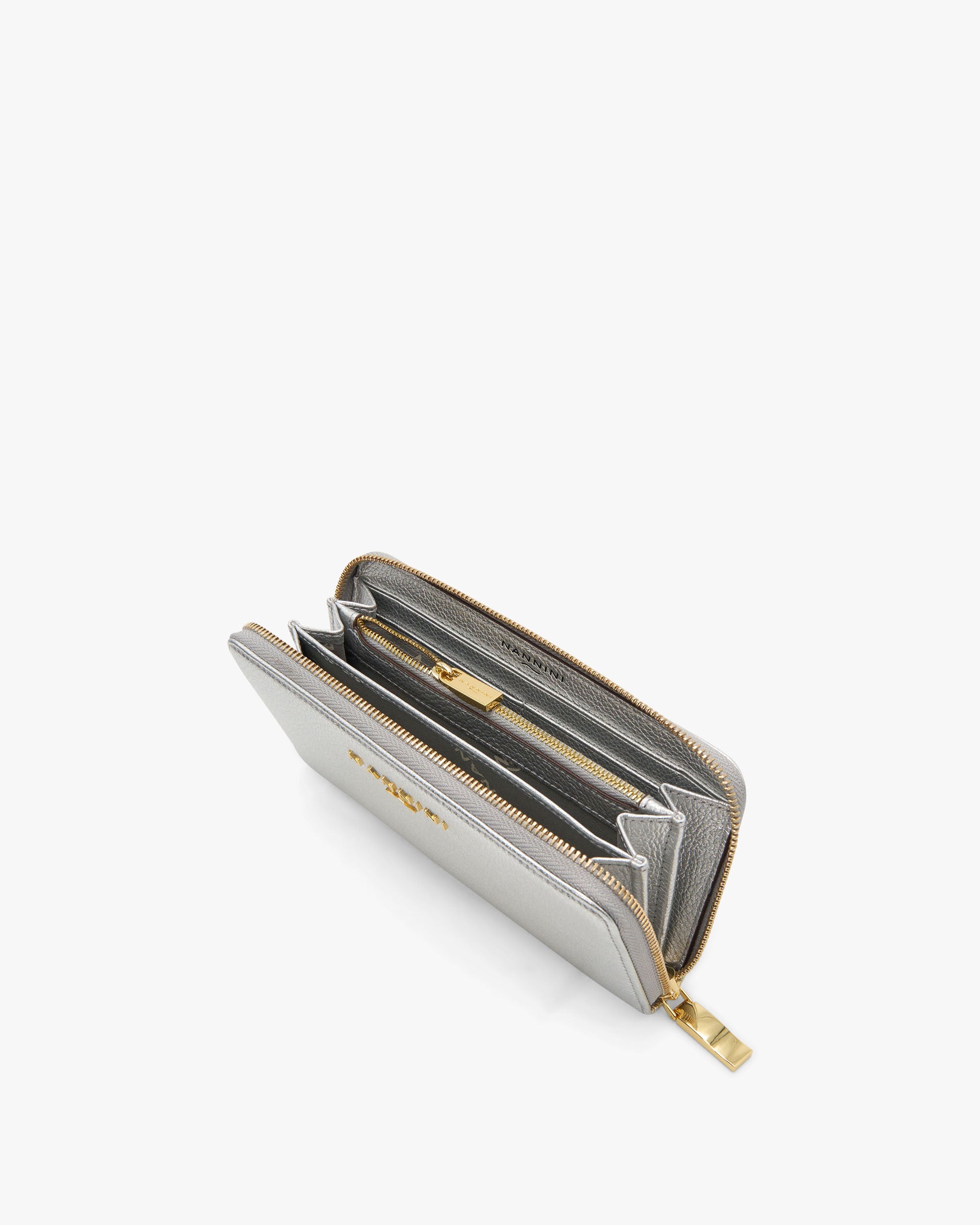 NANNINI borsa spalla donna pelle martellata bianca nera