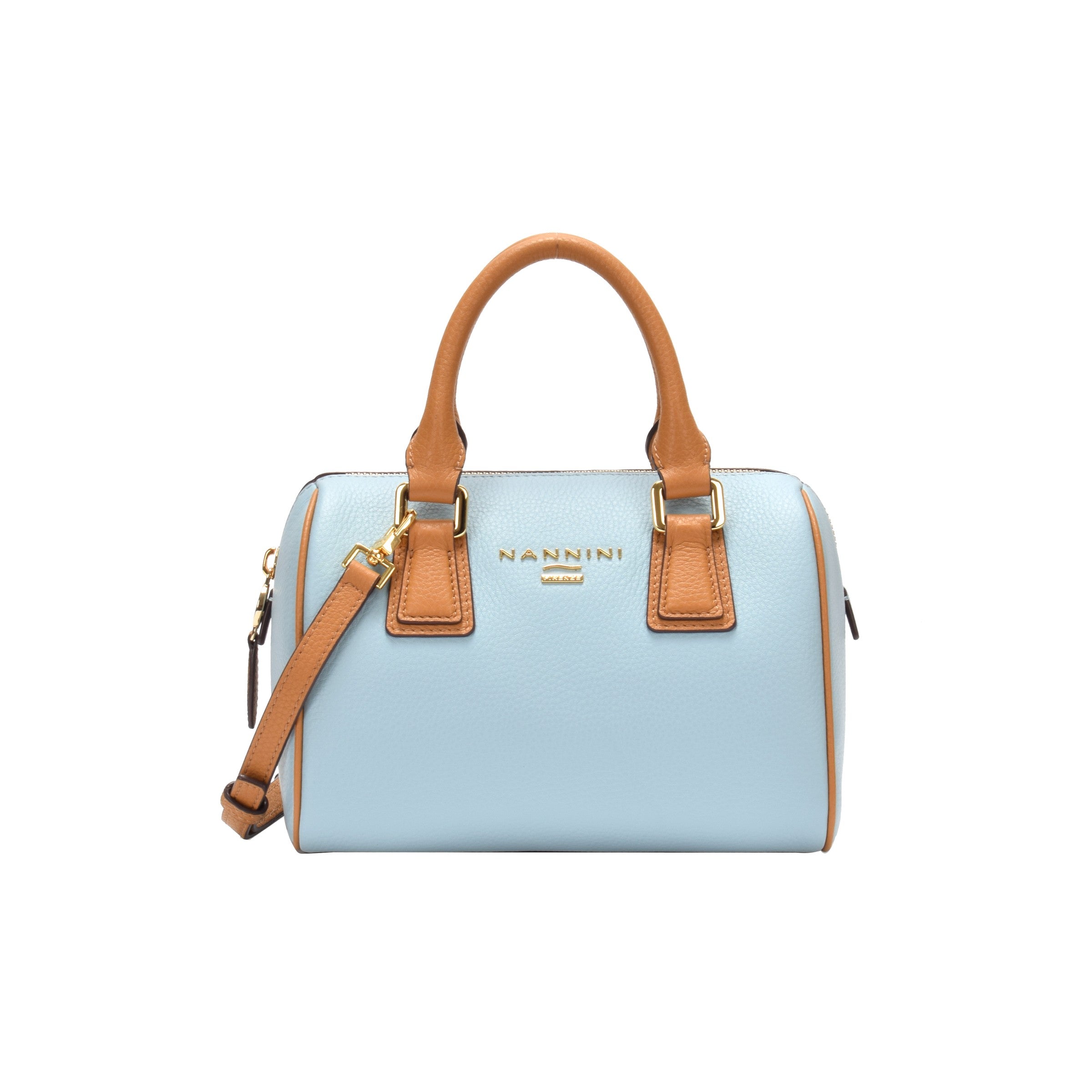 NANNINI borsa a spalla pelle martellata cammello chiaro donna