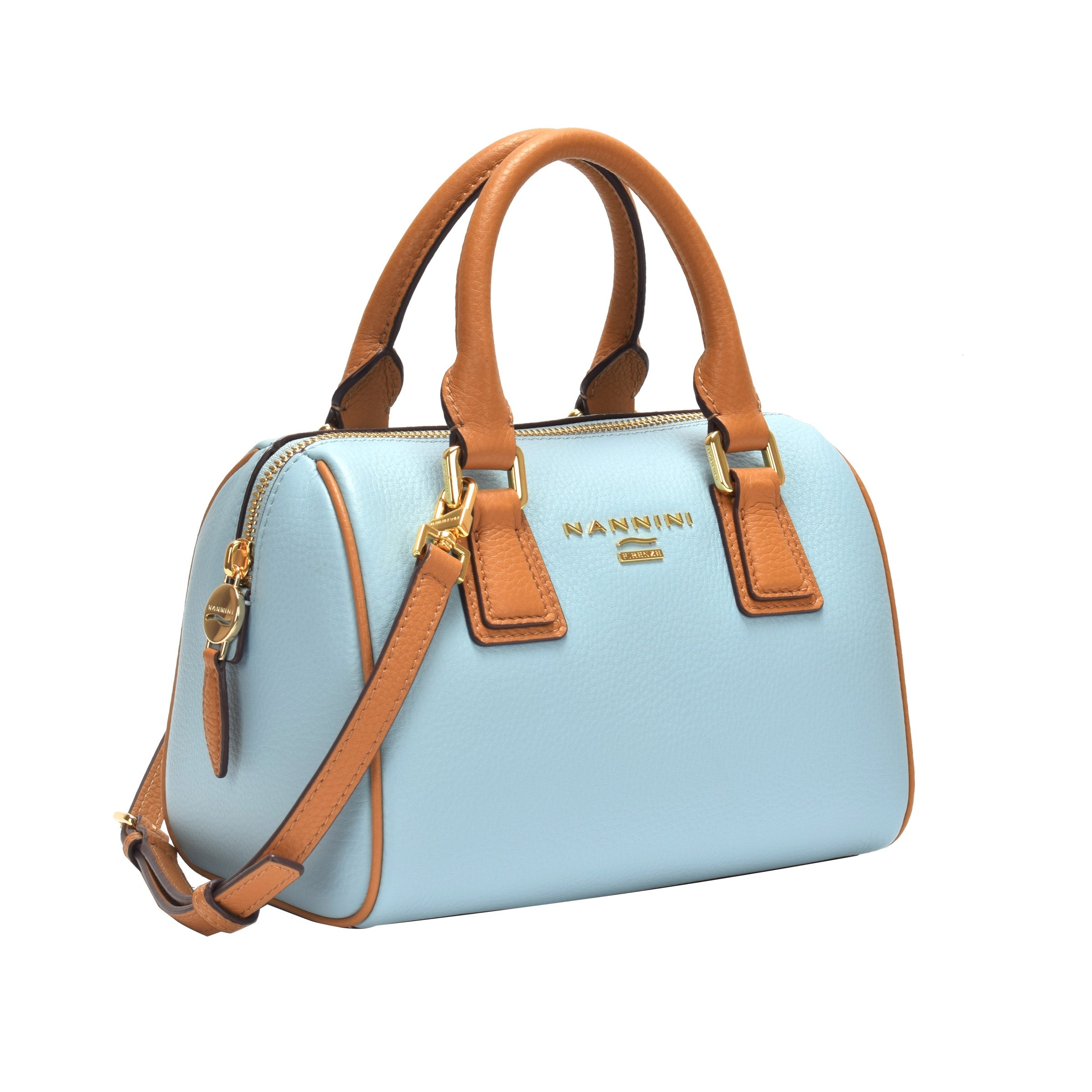 NANNINI borsa spalla martellata camoscio beige camel donna