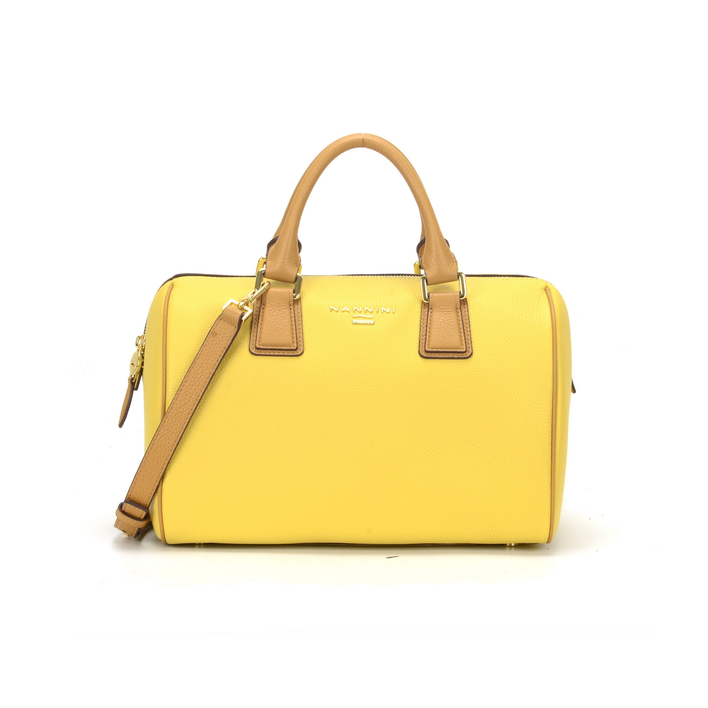NANNINI borsa spalla donna pelle martellata giallo cammello