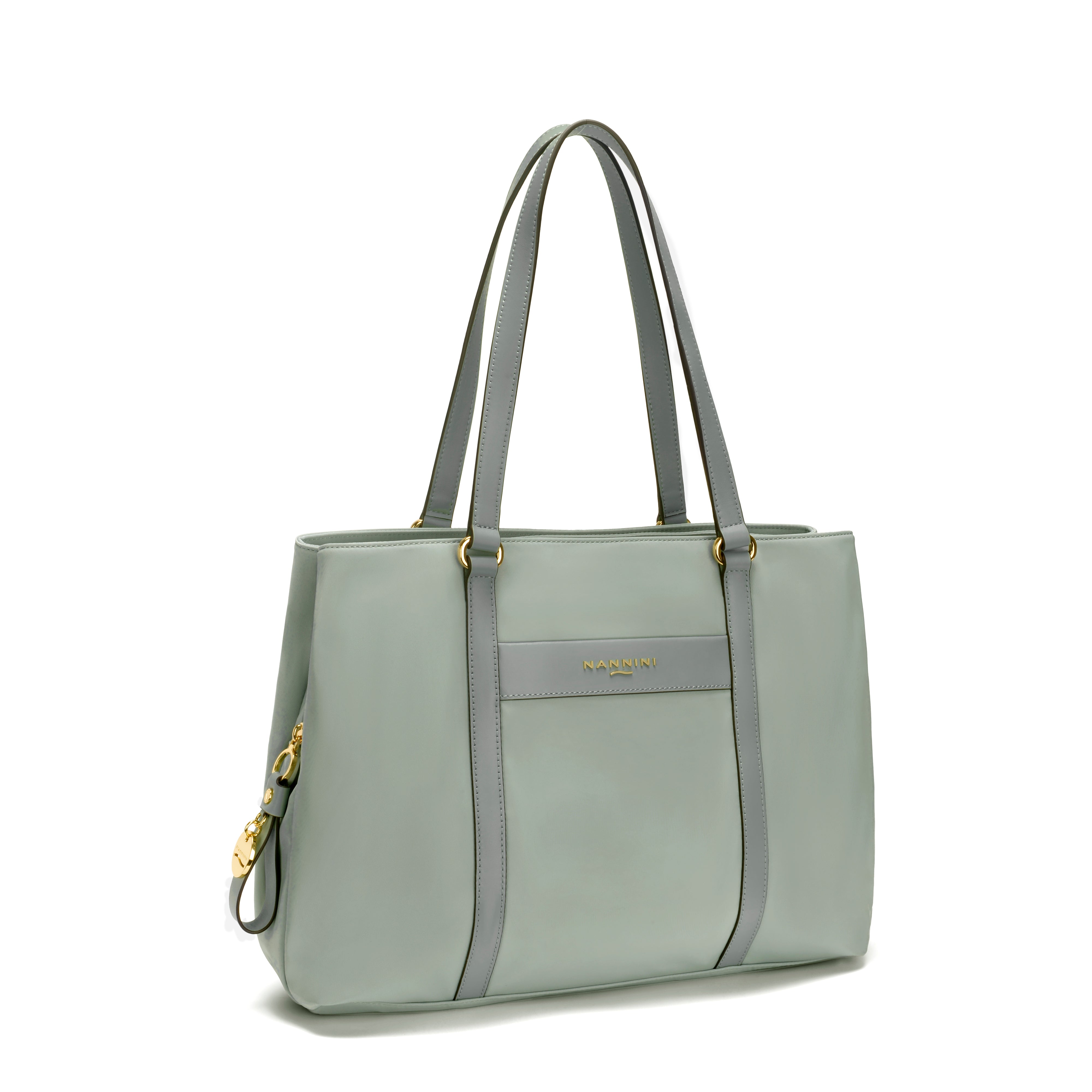 NANNINI borsa spalla donna pelle martellata verde salvia