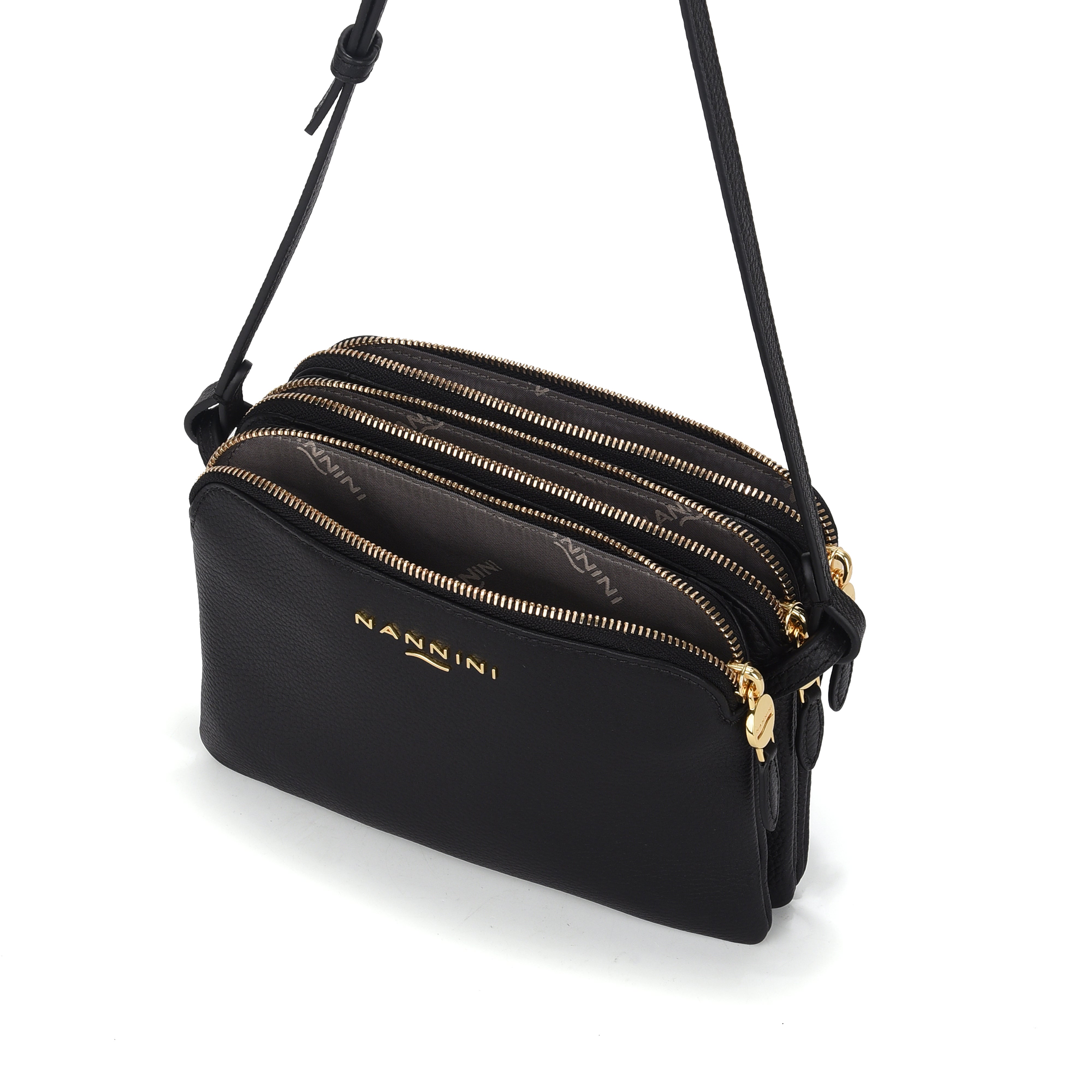 NANNINI borsa spalla donna pelle nero manico tracolla