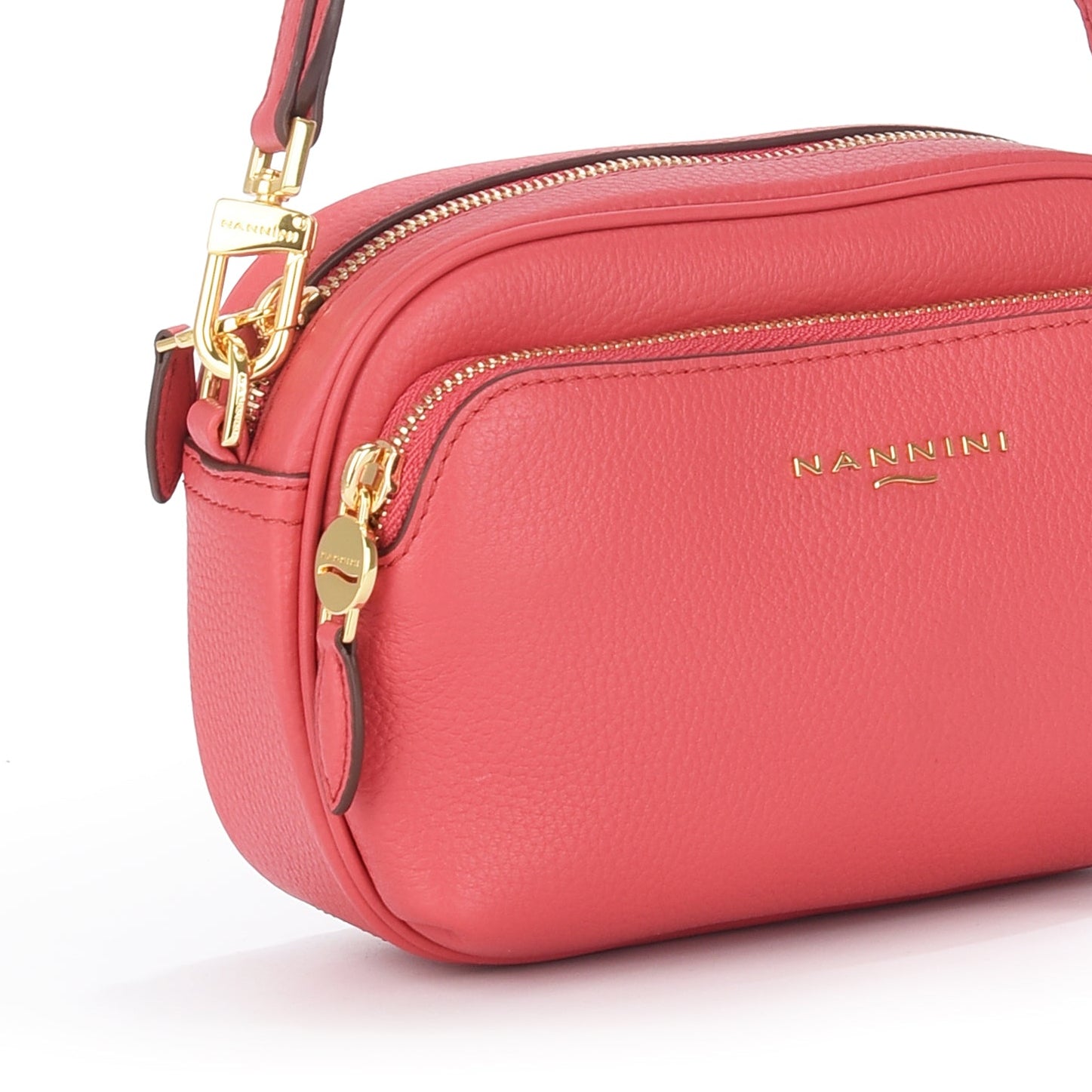 NANNINI borsa secchiello pelle martellata geranio rosa vivace