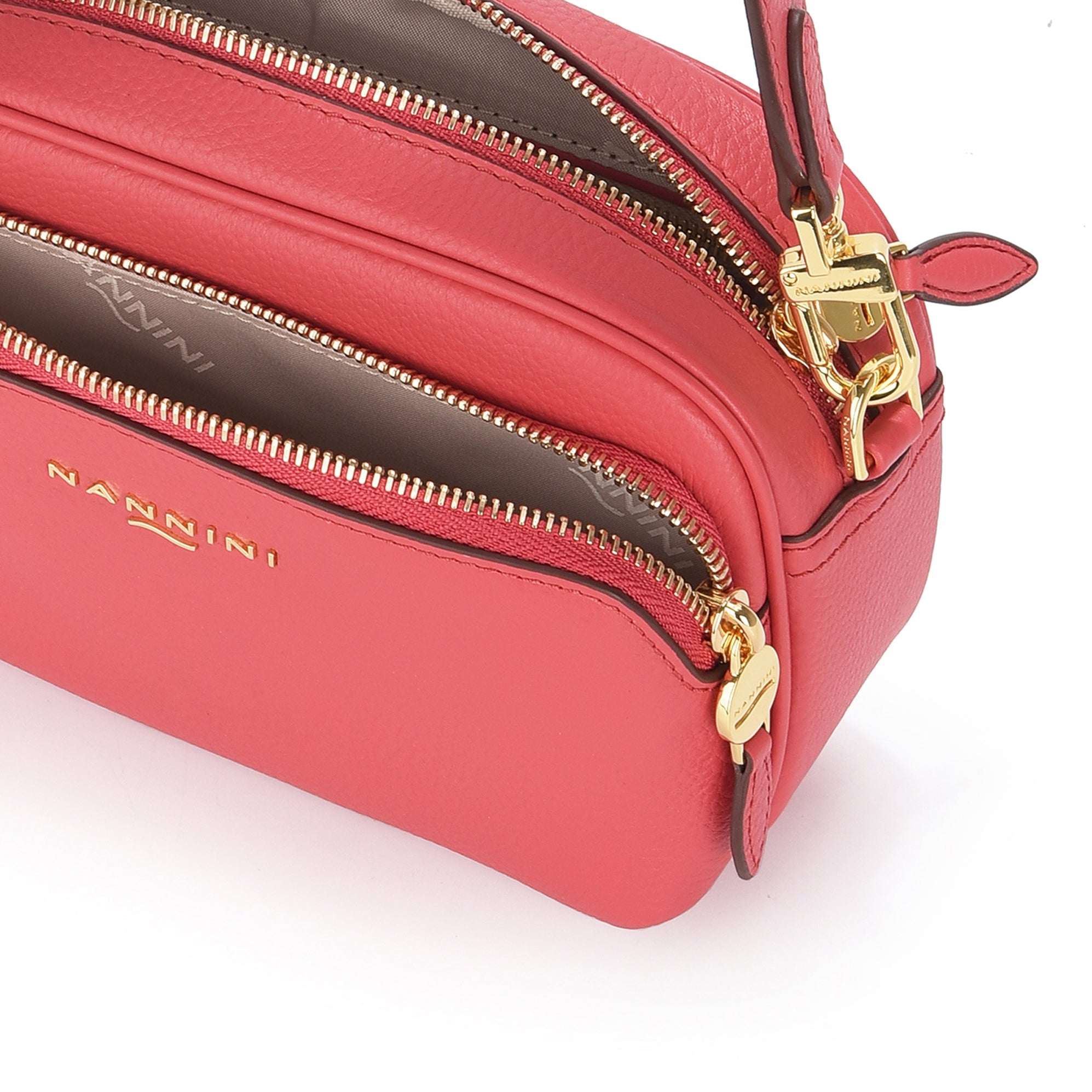 NANNINI borsa secchiello similpelle grana cervo geranio grande