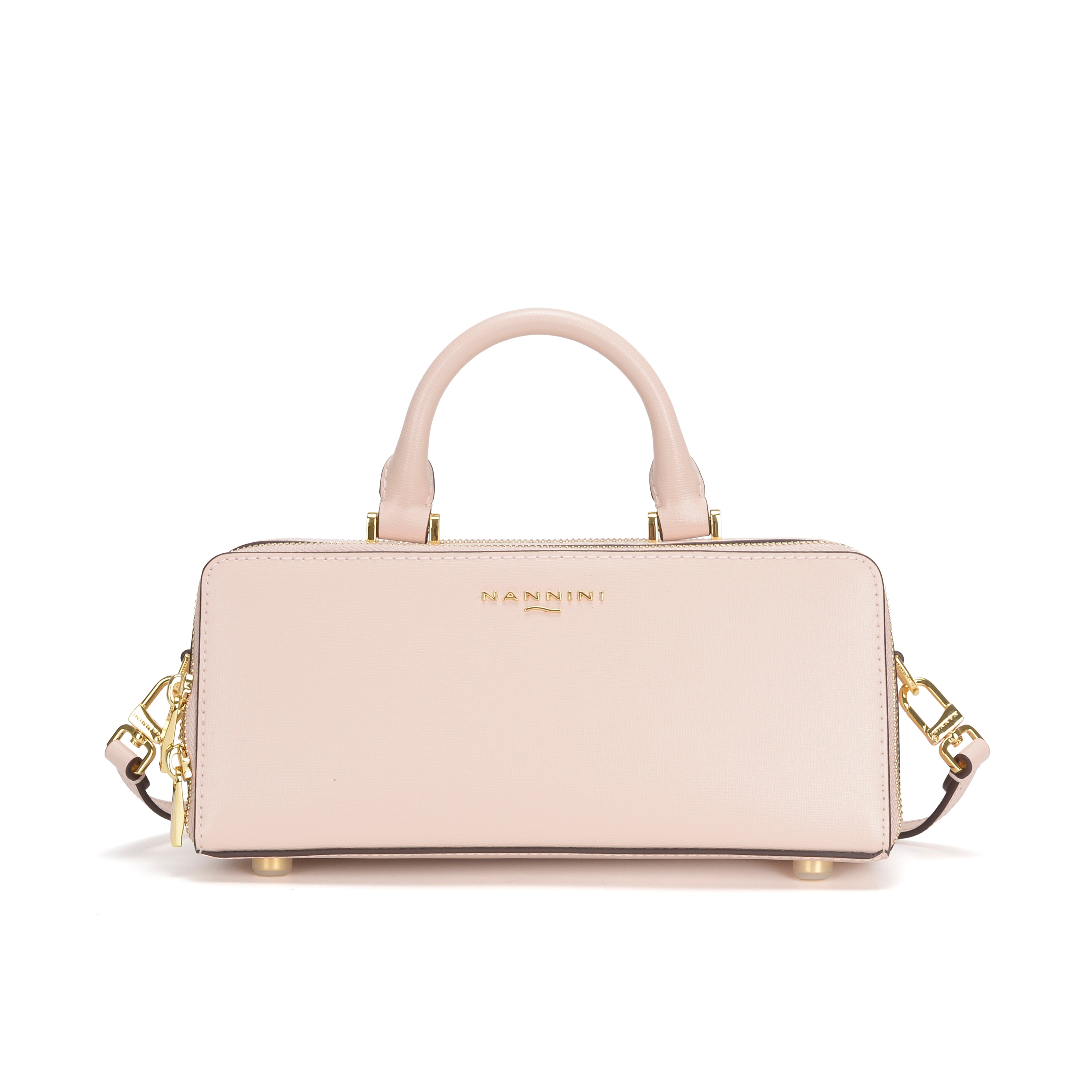 NANNINI borsa a spalla pelle cipria martellata media