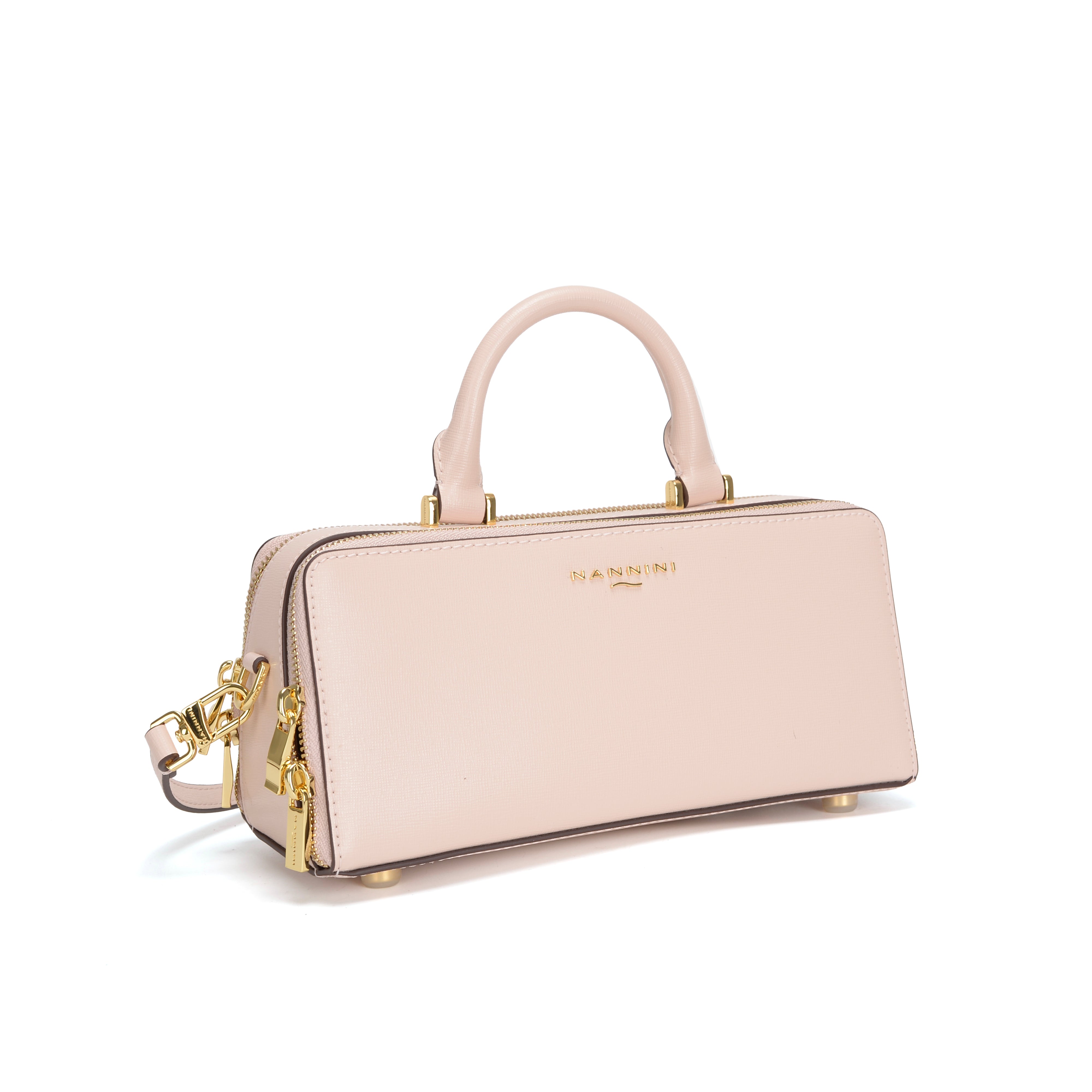 NANNINI borsa spalla donna pelle martellata cipria media