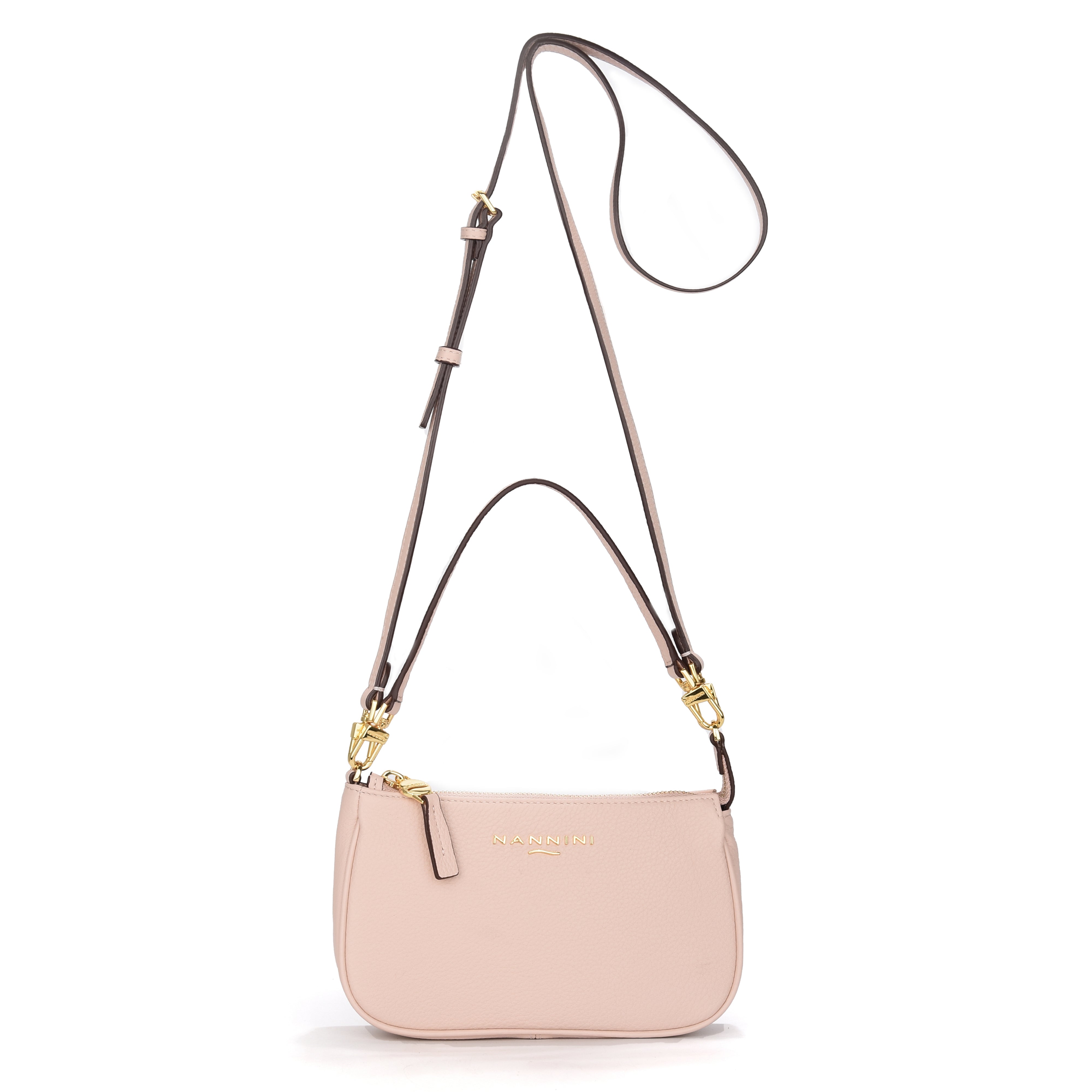 NANNINI borsa a mano cipria pelle martellata gold chain