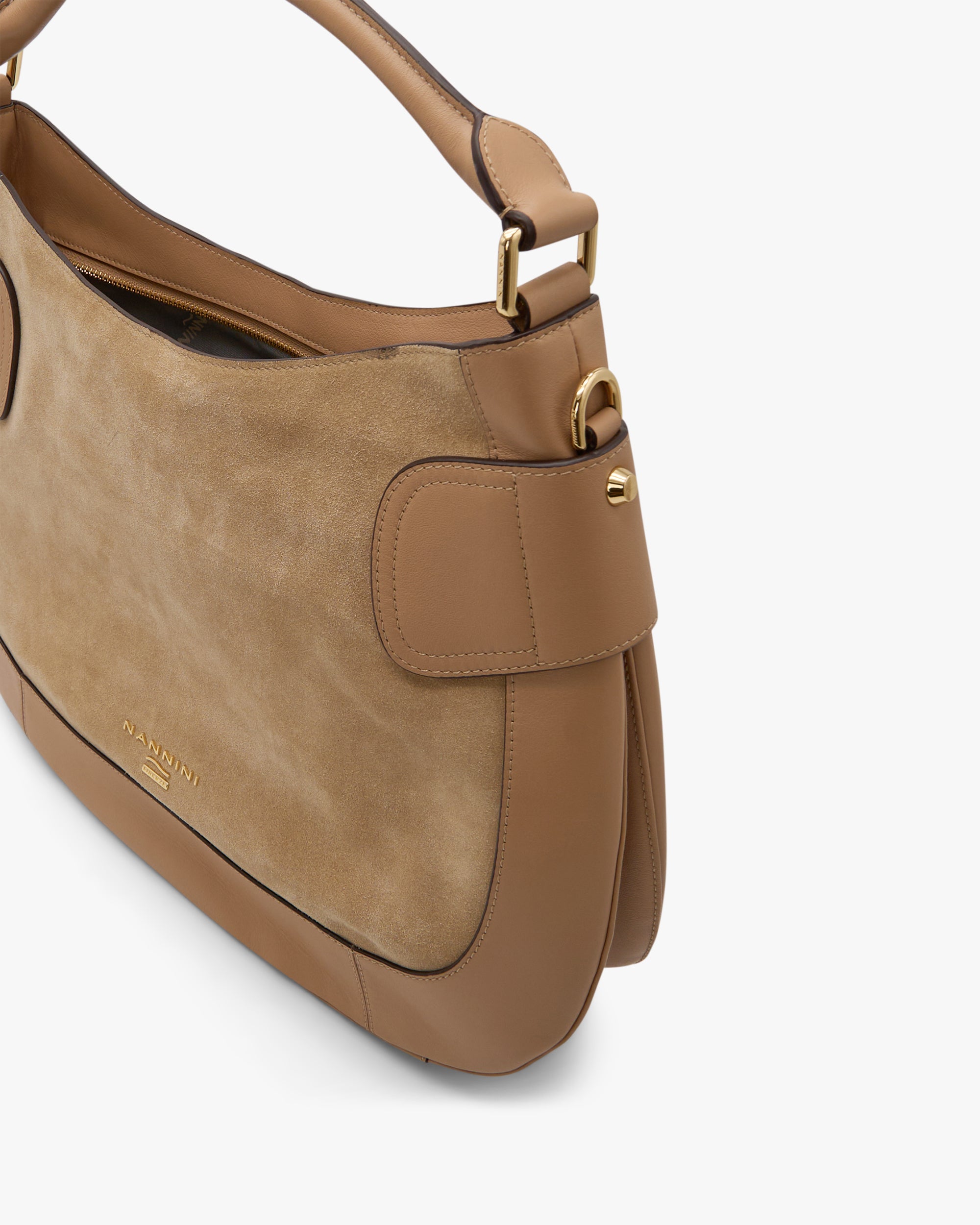 NANNINI bauletto pelle martellata beige tracolla regolabile tracolla manico