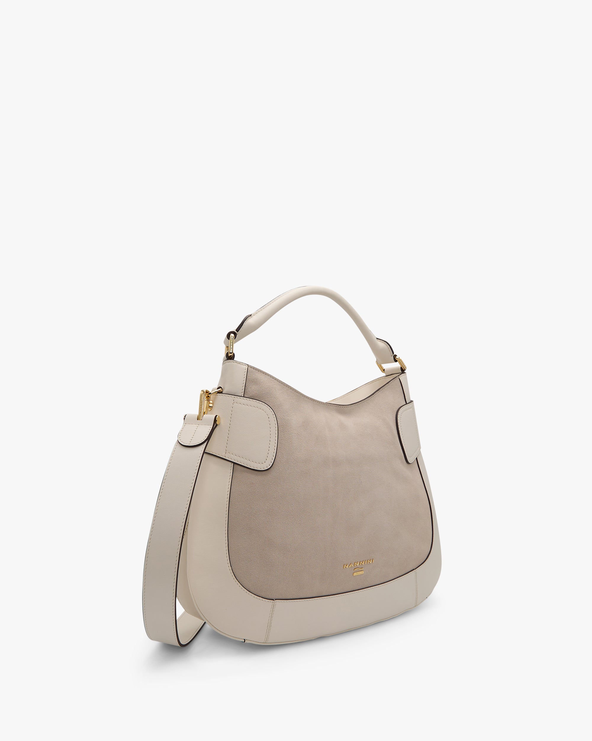 NANNINI borsa spalla donna pelle martellata verde trapuntata catena