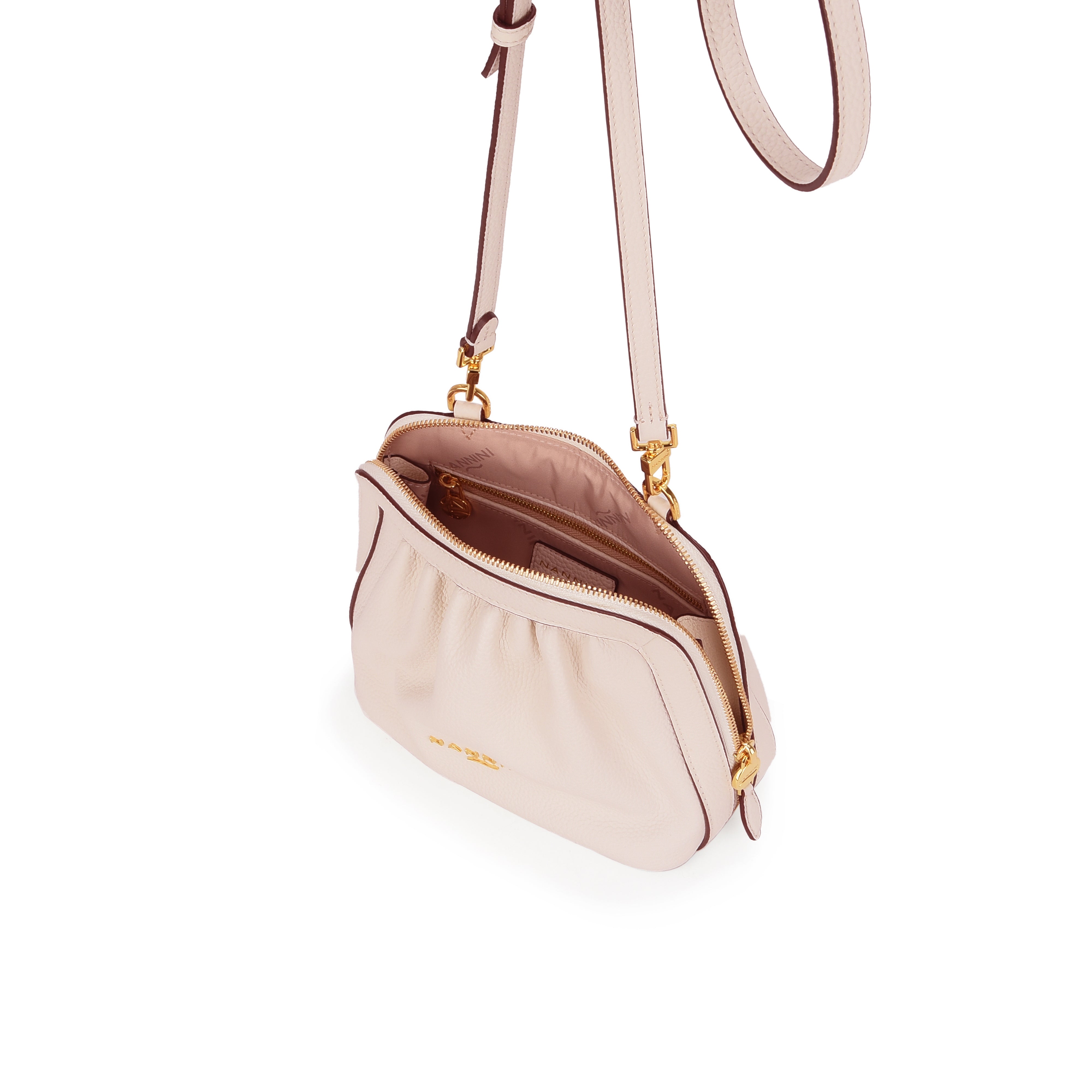 NANNINI mini tracolla pelle cipria martellata regolabile catena