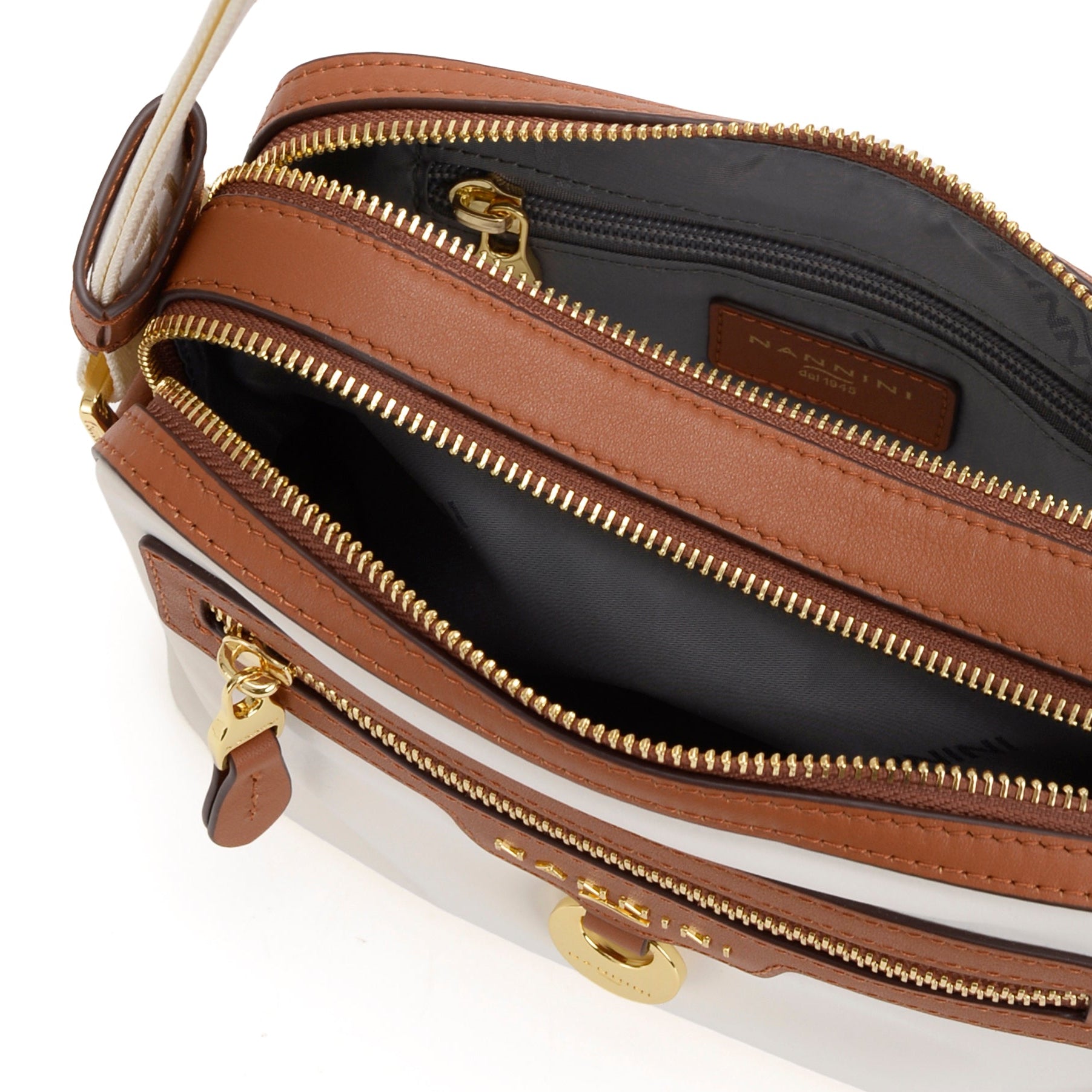 NANNINI borsa spalla donna pelle liscia cuoio made italy