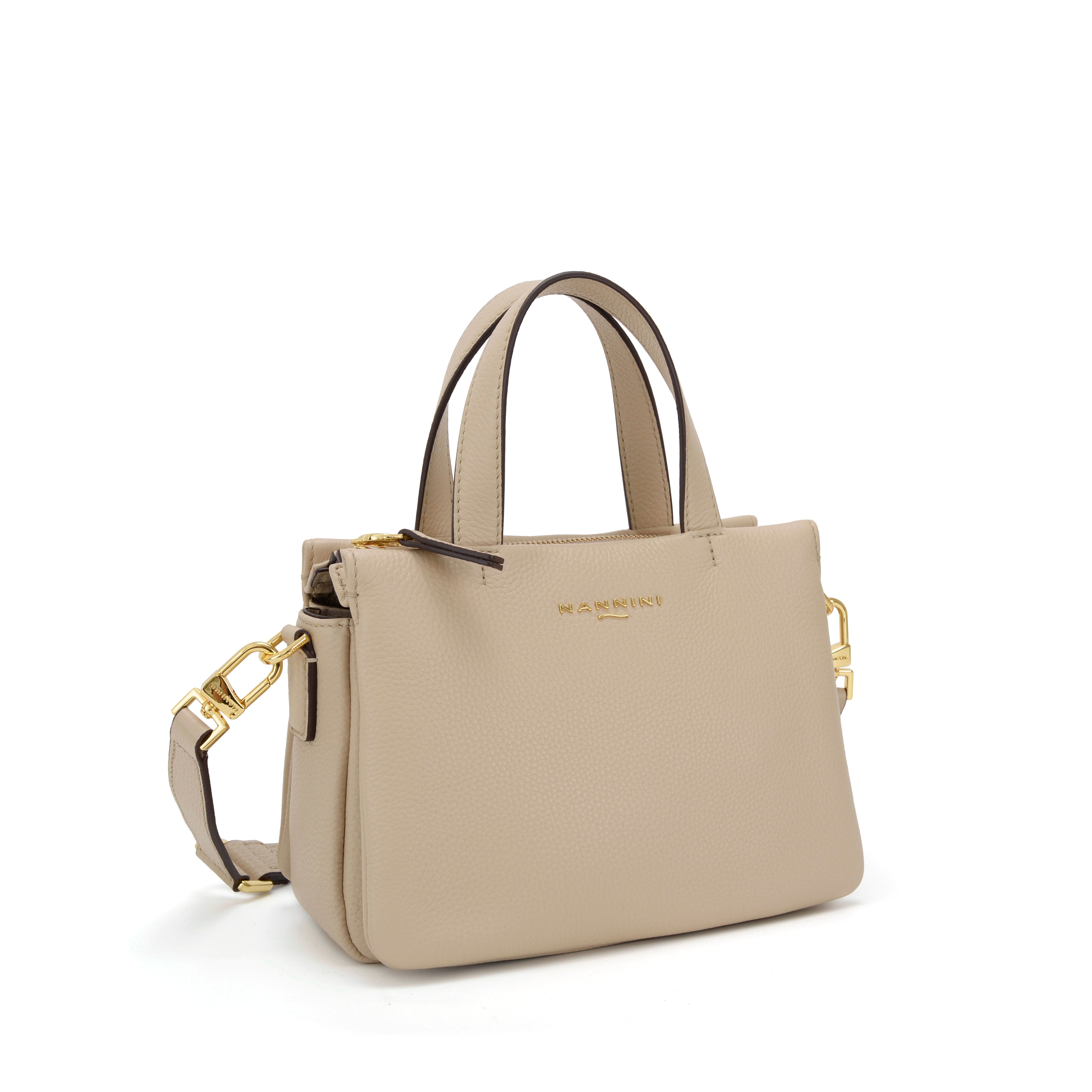 NANNINI Borsa a mano pelle trapuntata beige donna manico