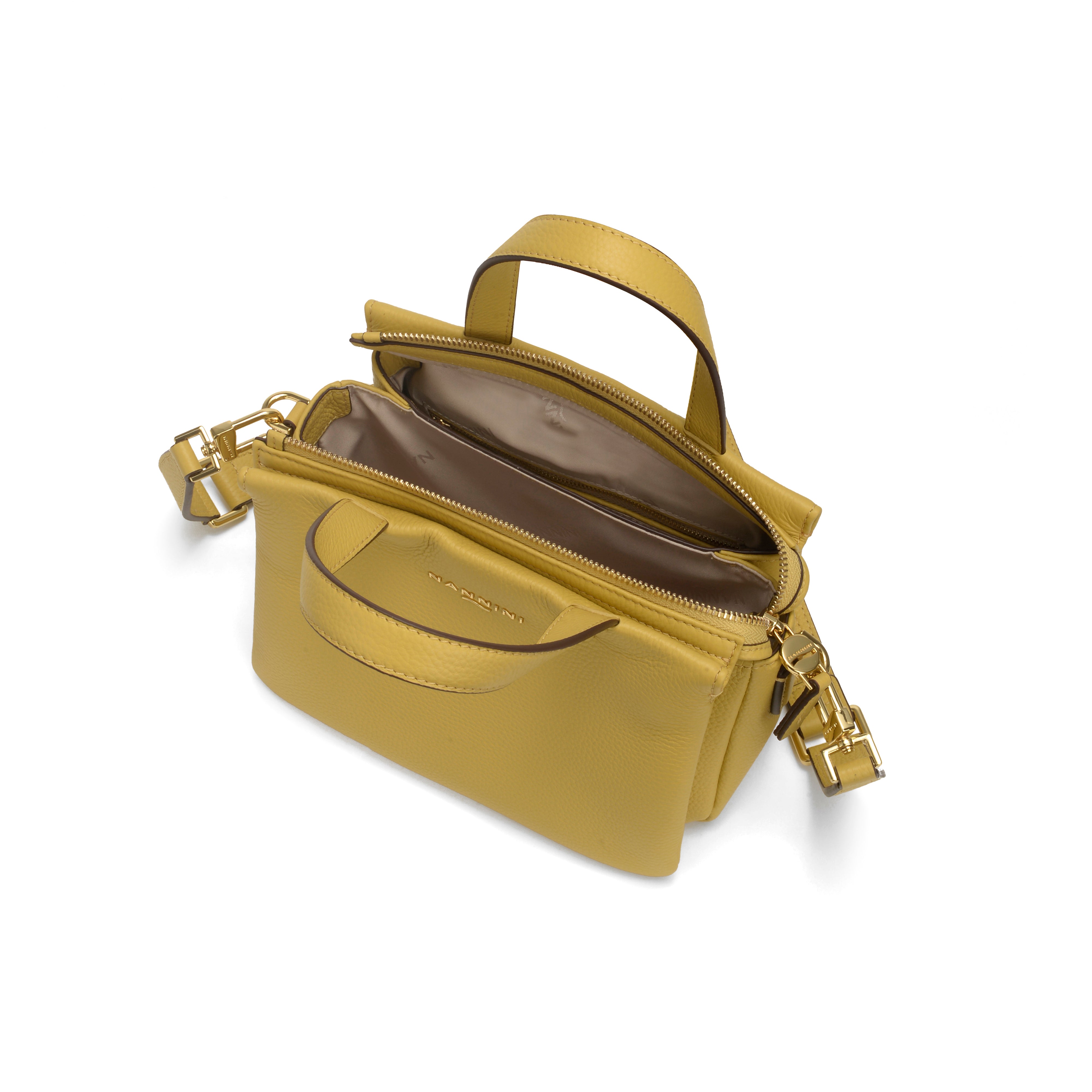 NANNINI borsa spalla donna pelle gialla trapuntata manici