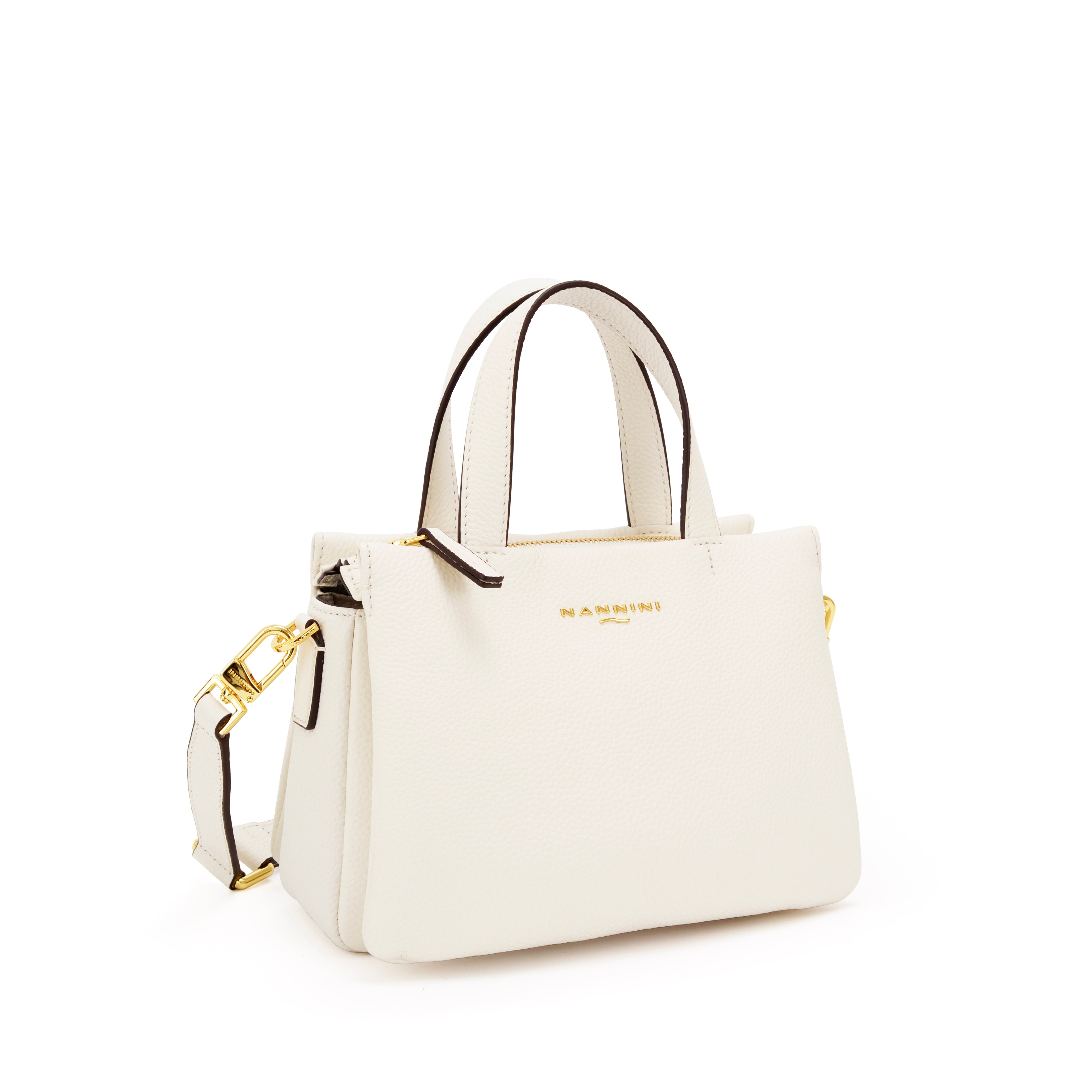 NANNINI bauletto off-white pelle tracolla catena spalla
