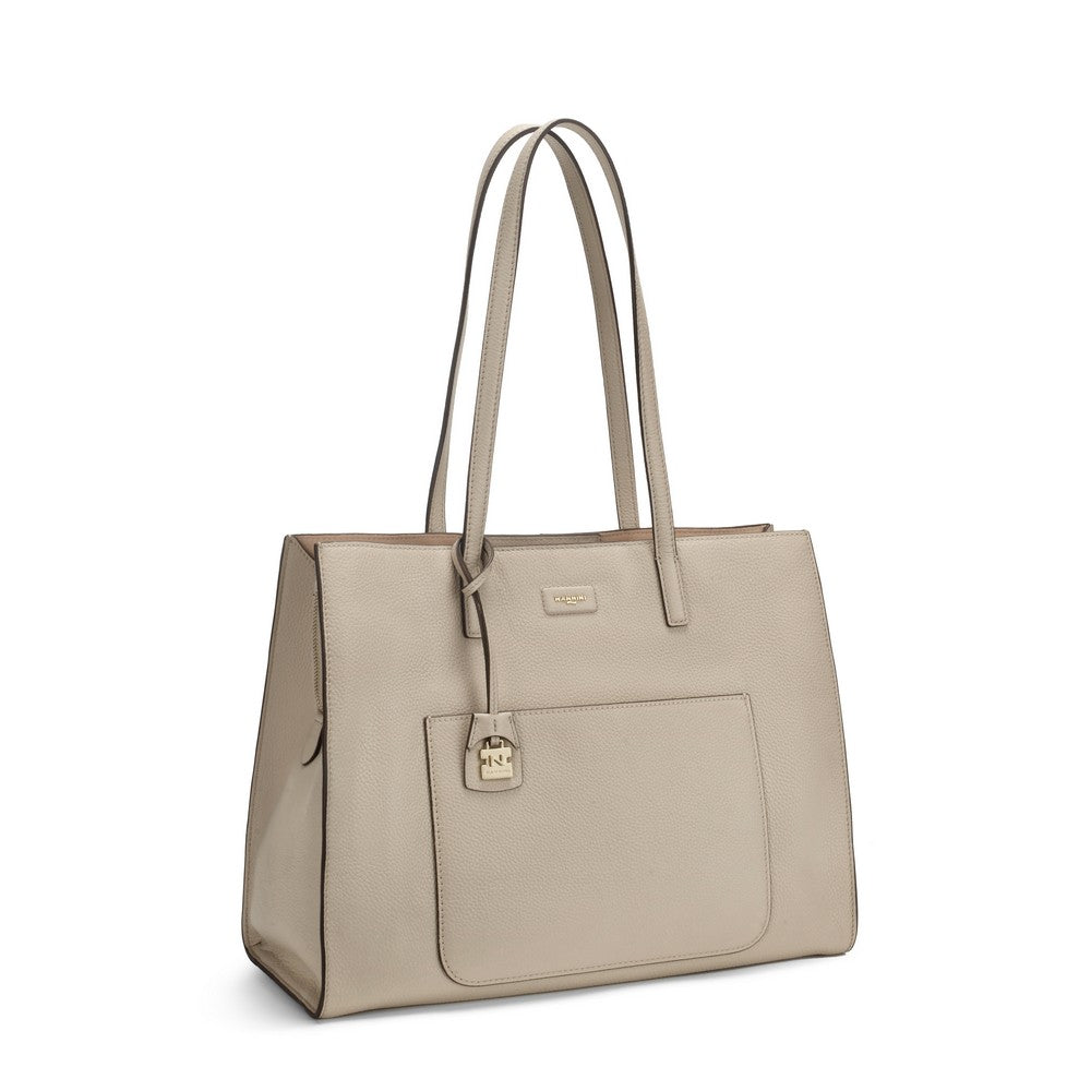 NANNINI borsa spalla donna pelle martellata beige chiaro