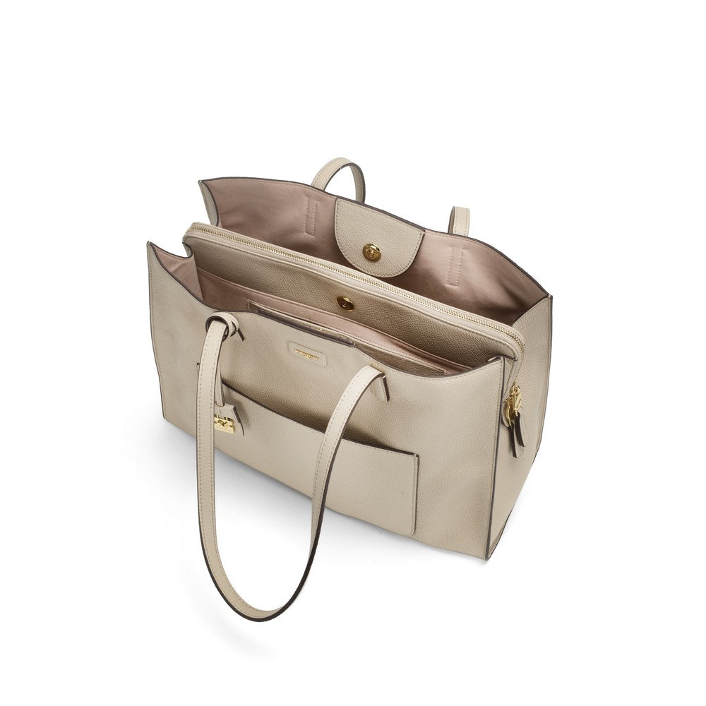 NANNINI tracolla ecopelle trapuntata beige manico tracolla