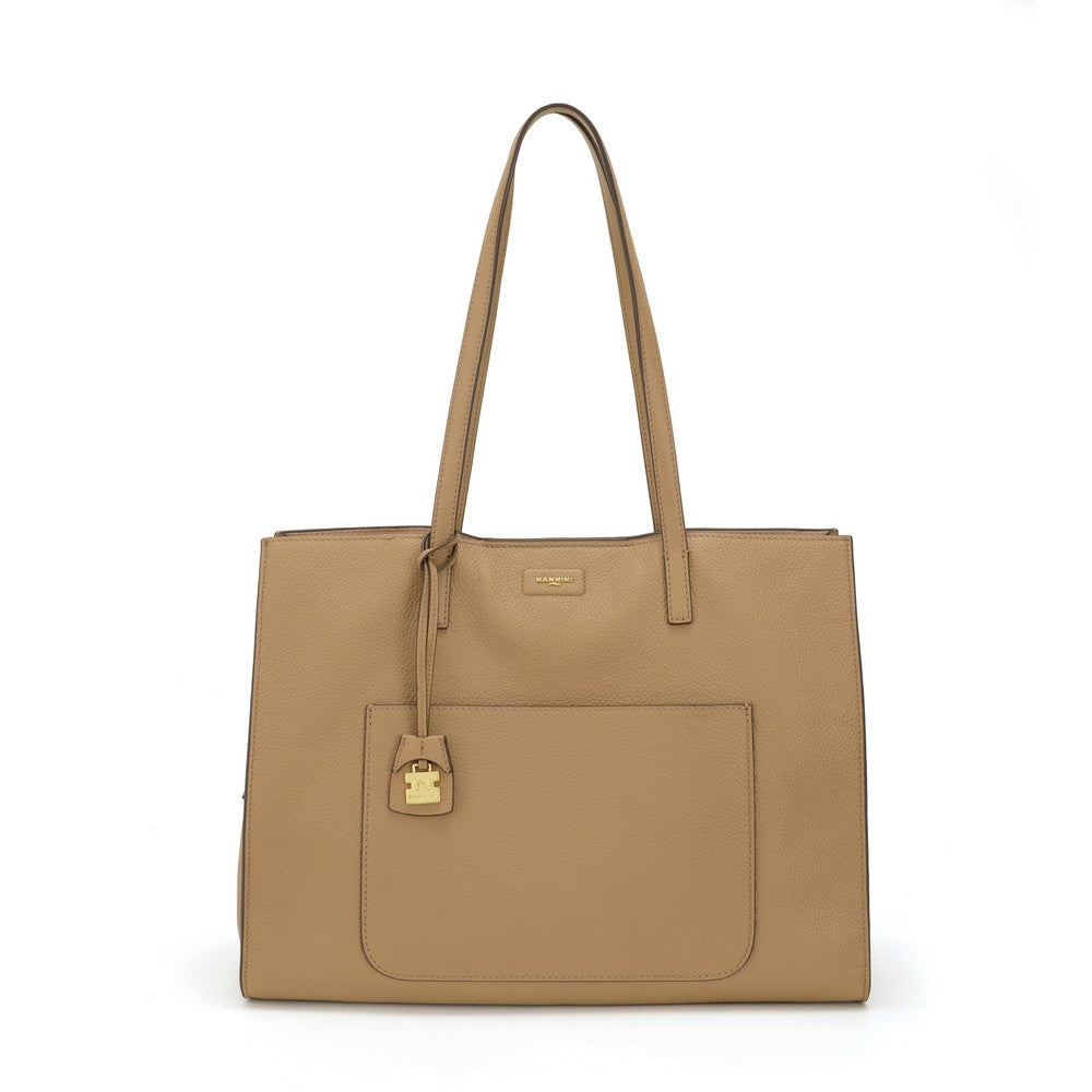 NANNINI borsa secchiello pelle martellata cammello 8 parole