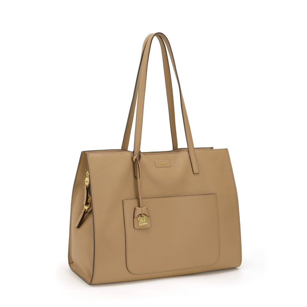 NANNINI borsa secchiello similpelle liscia cammello donna regolabile