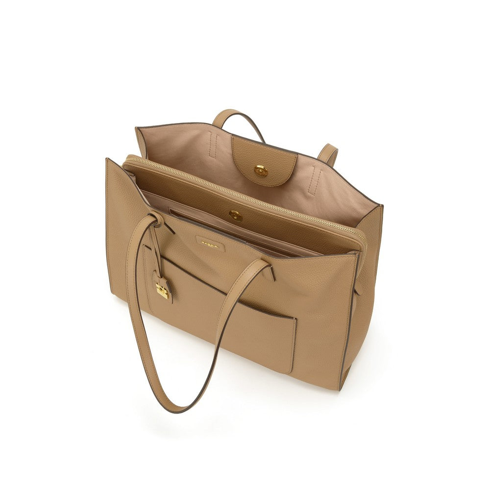 NANNINI borsa secchiello pelle martellata cammello chiara tracolla regolabile