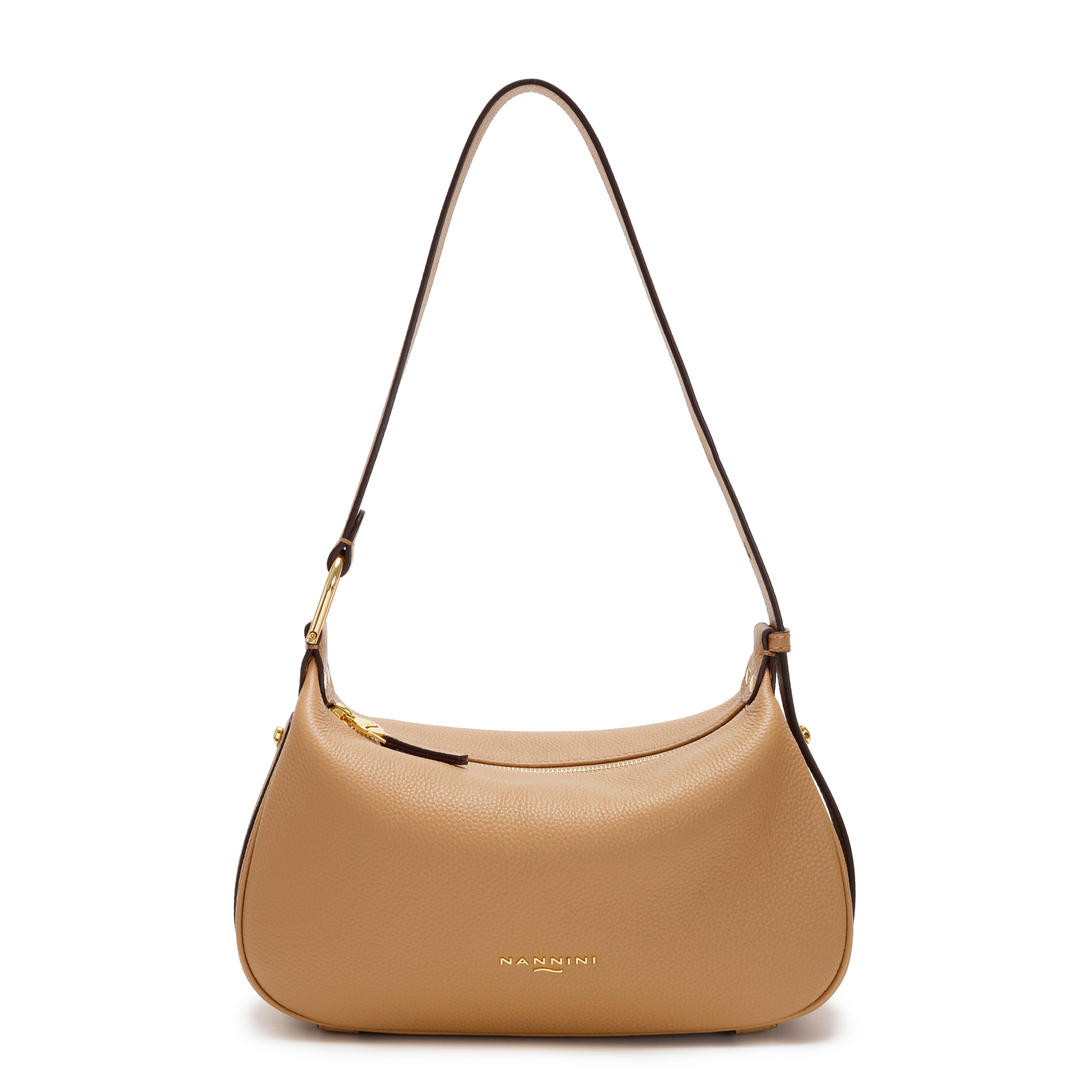 NANNINI tracolla pelle marrone chiusura patta borchiata borsa