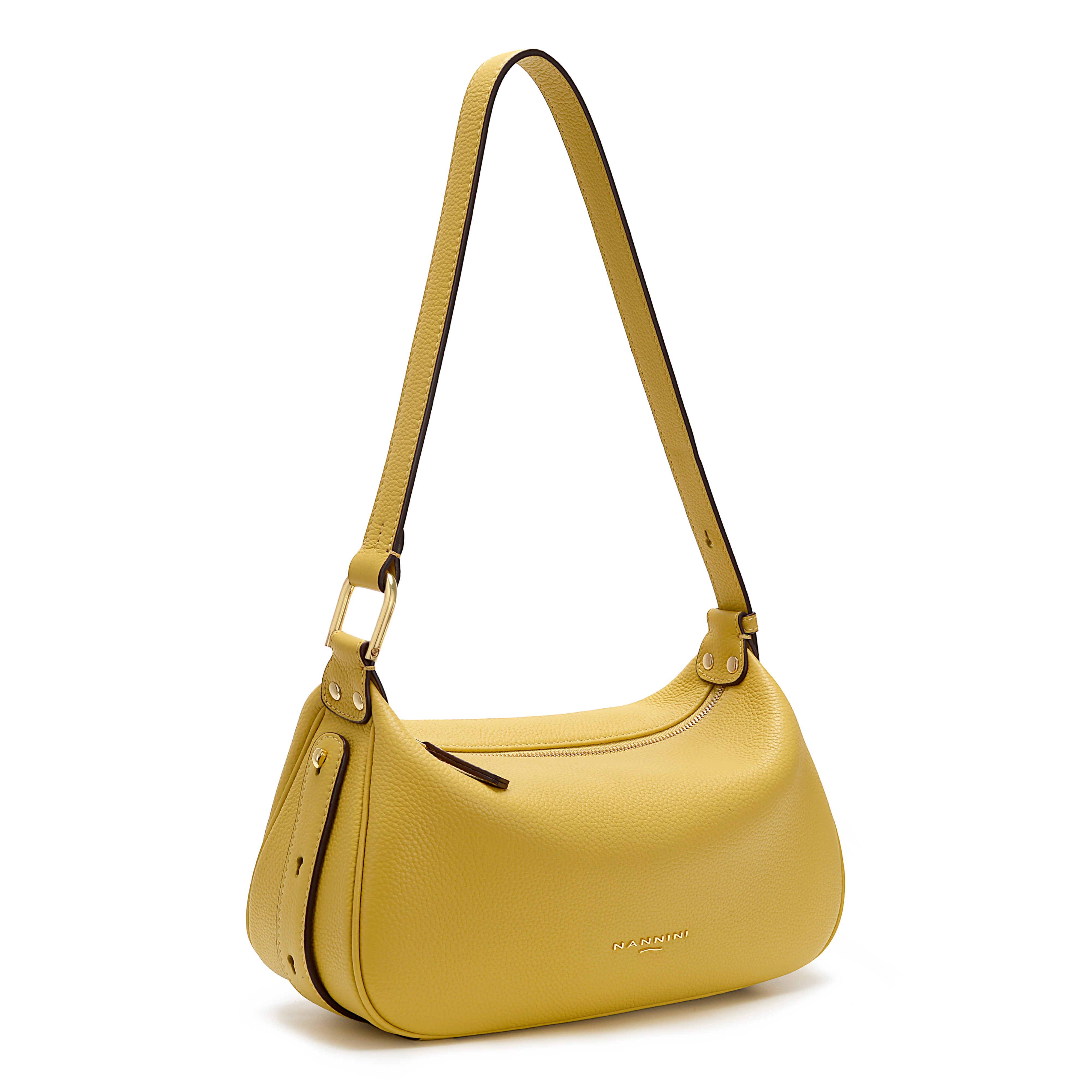 NANNINI borsa spalla donna pelle gialla trapuntata manico