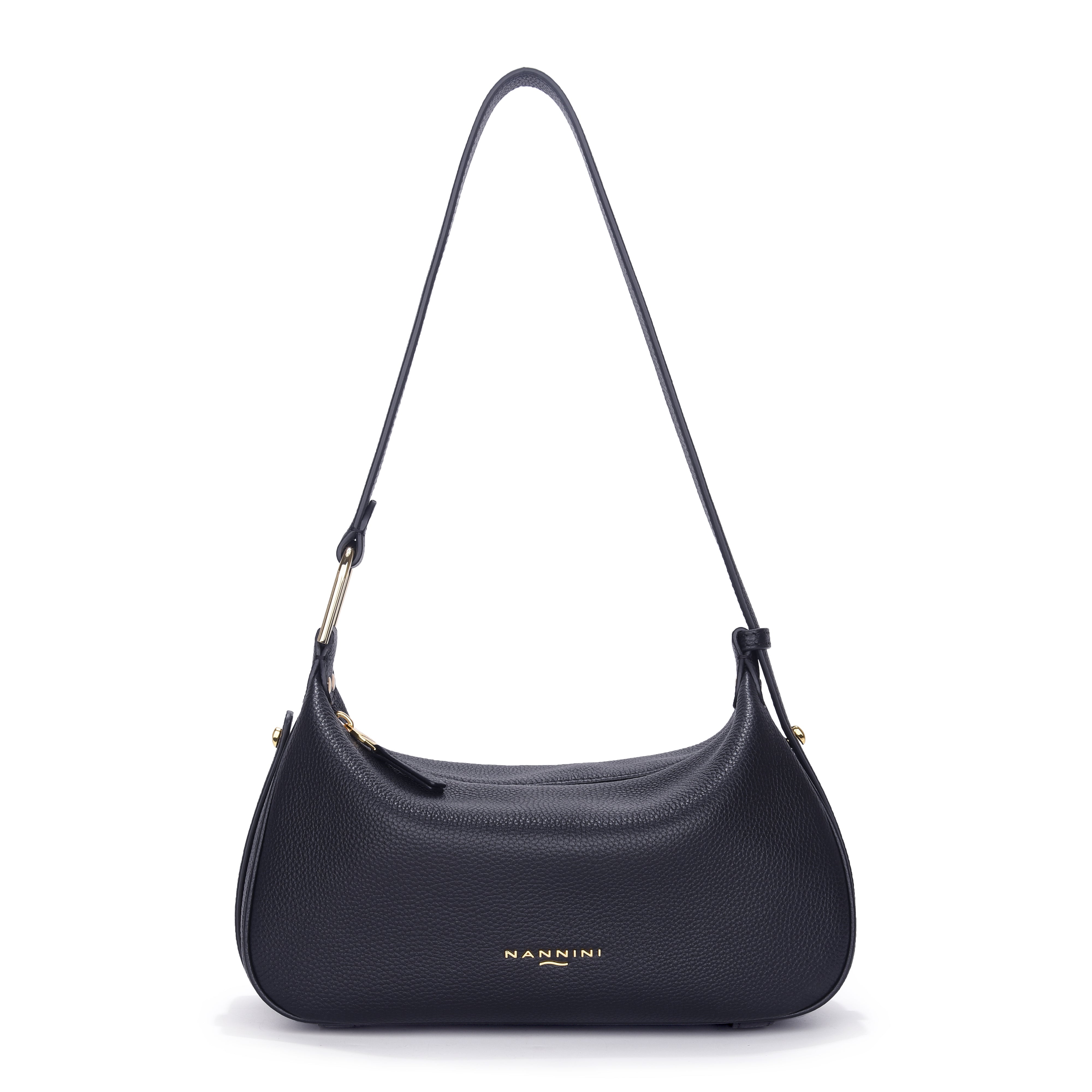 NANNINI borsa spalla donna pelle liscia blu scuro