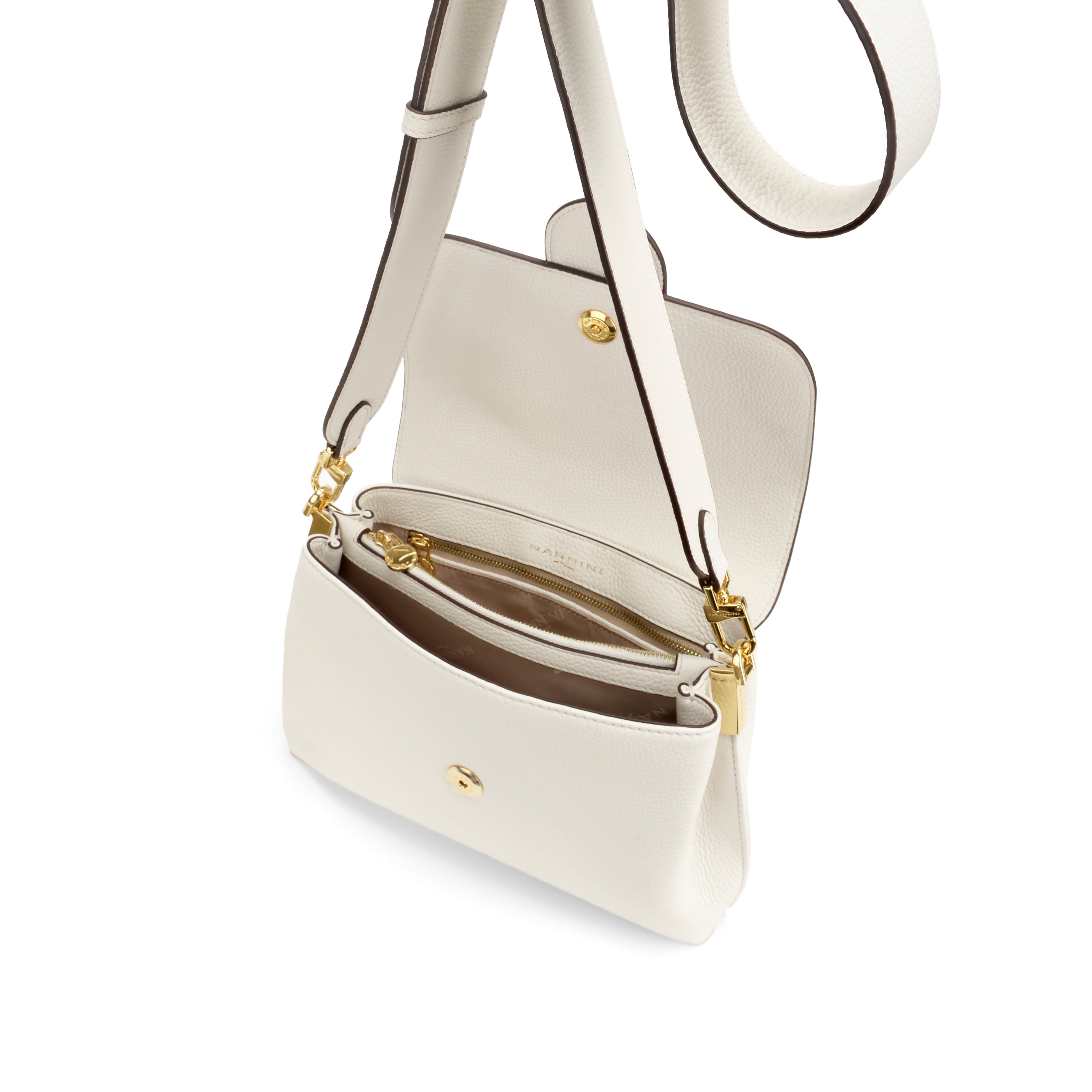 NANNINI Shopper ecopelle testurizzata verde logo metallico manici spalla